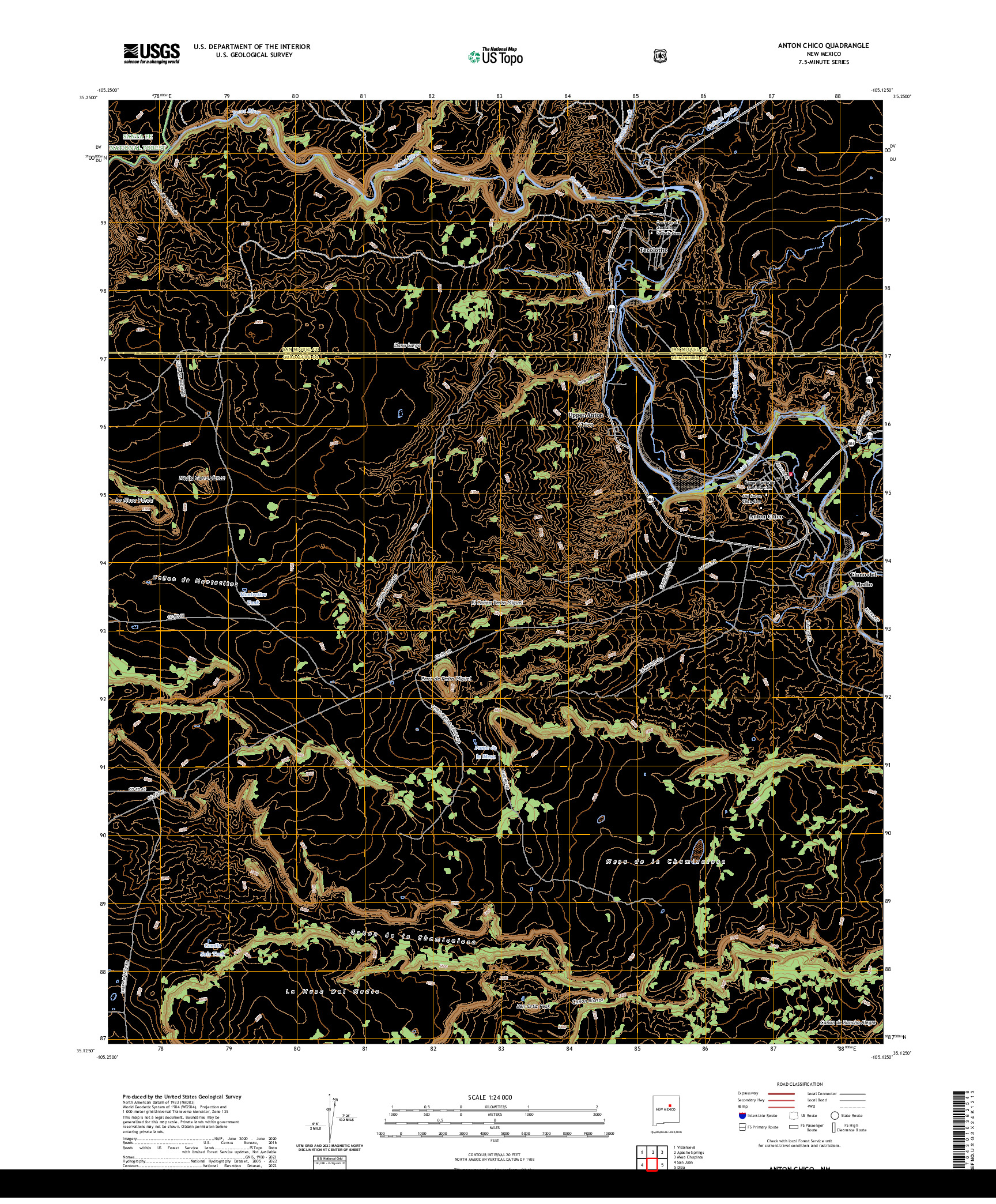 US TOPO 7.5-MINUTE MAP FOR ANTON CHICO, NM