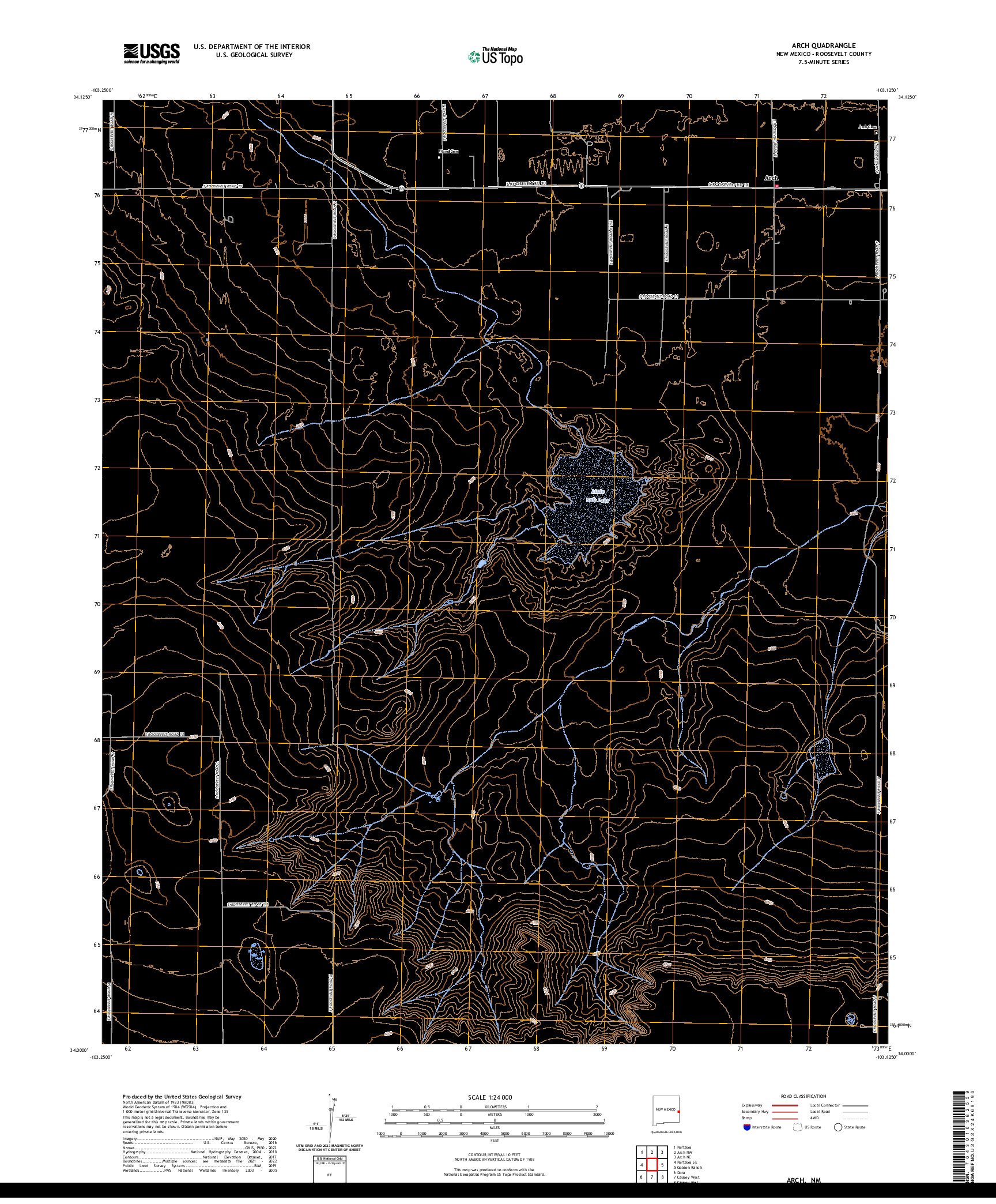 US TOPO 7.5-MINUTE MAP FOR ARCH, NM