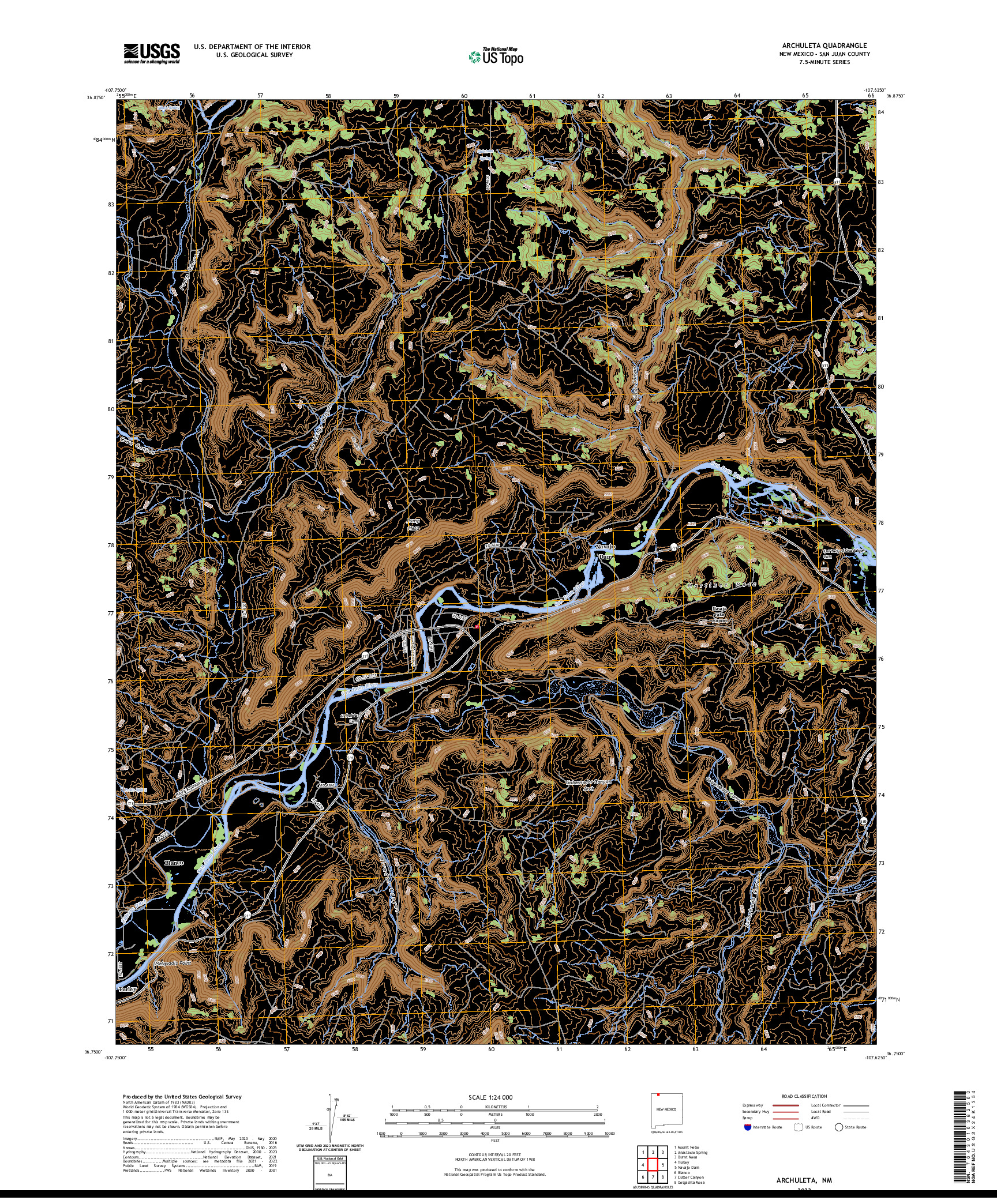 US TOPO 7.5-MINUTE MAP FOR ARCHULETA, NM