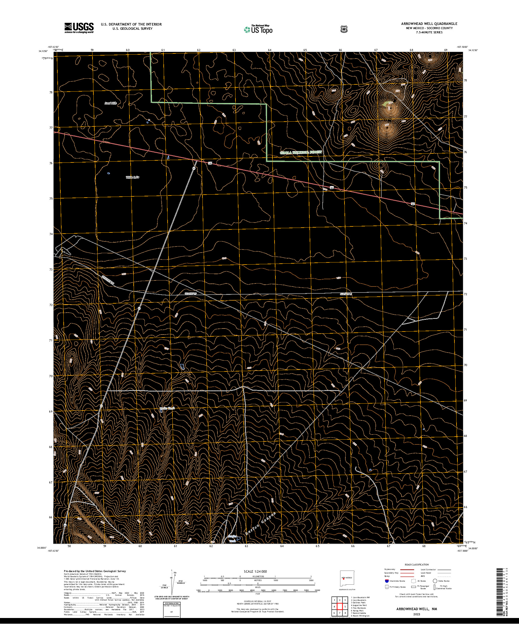 US TOPO 7.5-MINUTE MAP FOR ARROWHEAD WELL, NM