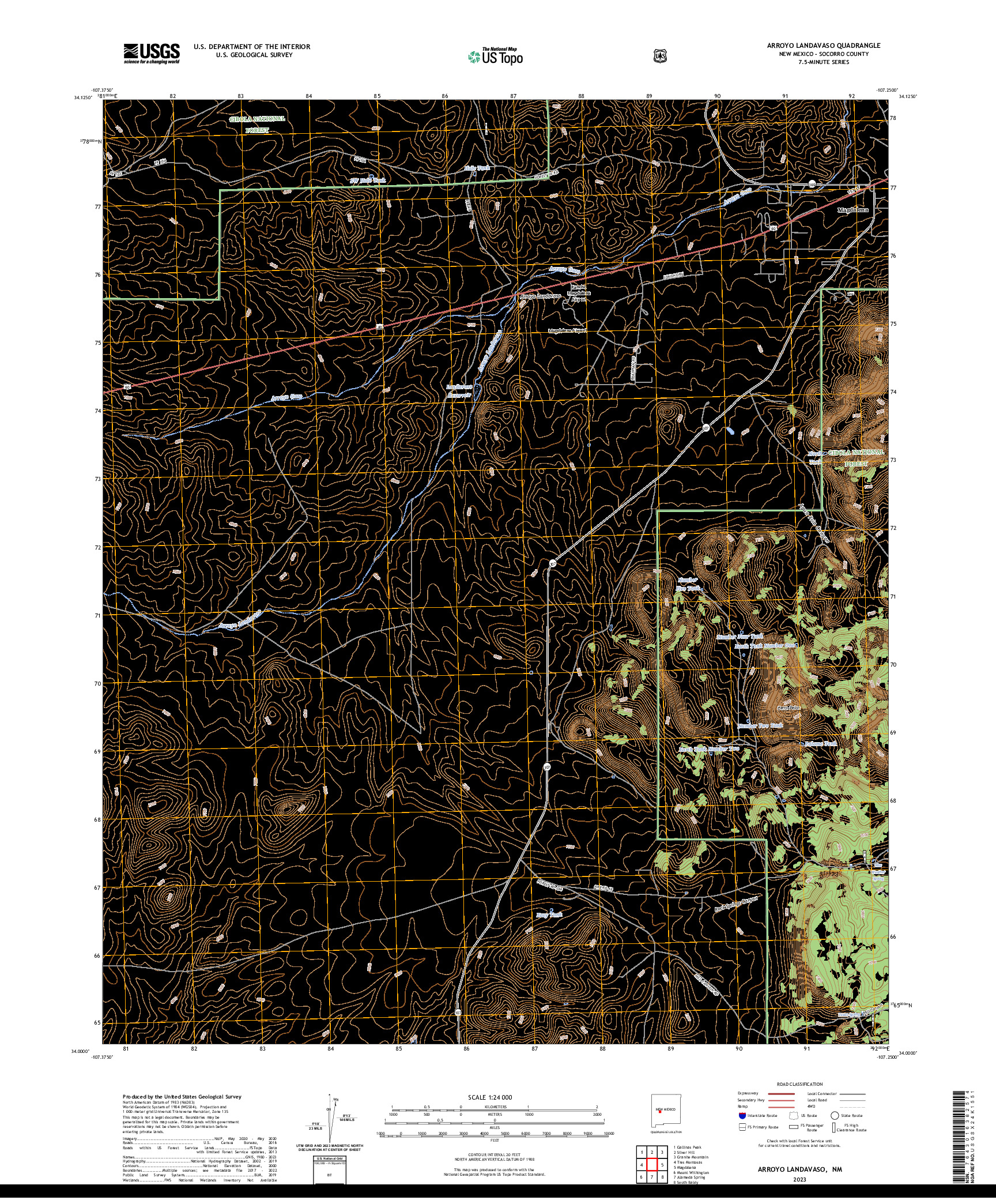 US TOPO 7.5-MINUTE MAP FOR ARROYO LANDAVASO, NM