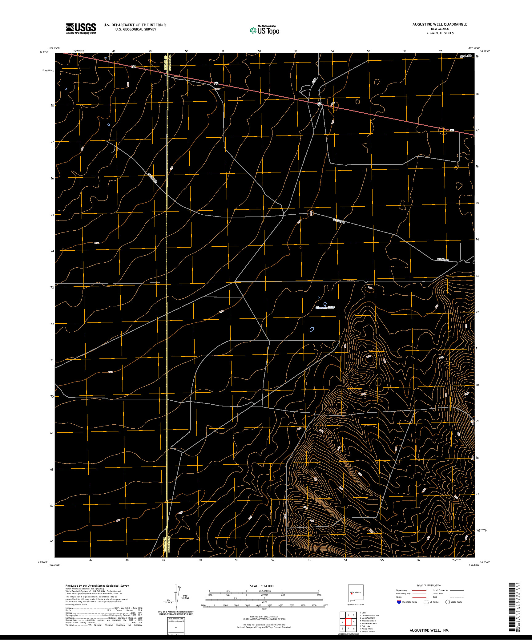 US TOPO 7.5-MINUTE MAP FOR AUGUSTINE WELL, NM