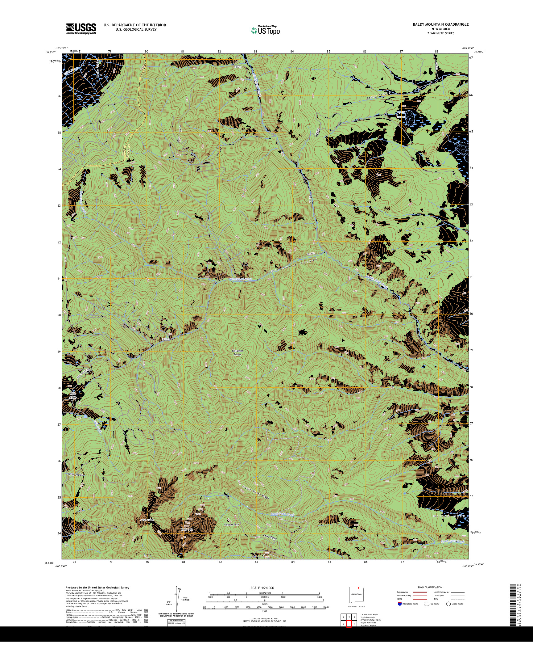 US TOPO 7.5-MINUTE MAP FOR BALDY MOUNTAIN, NM