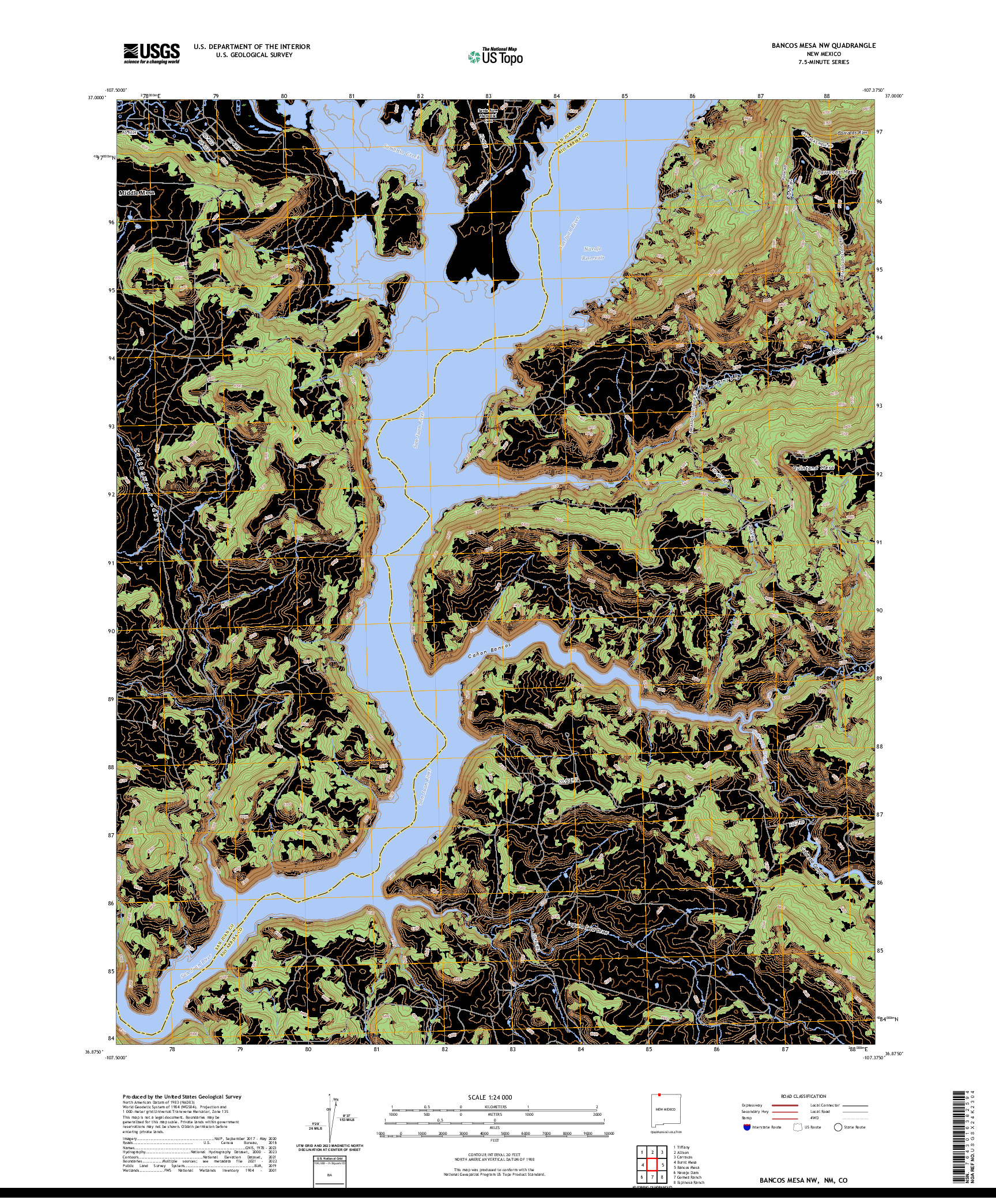 US TOPO 7.5-MINUTE MAP FOR BANCOS MESA NW, NM,CO