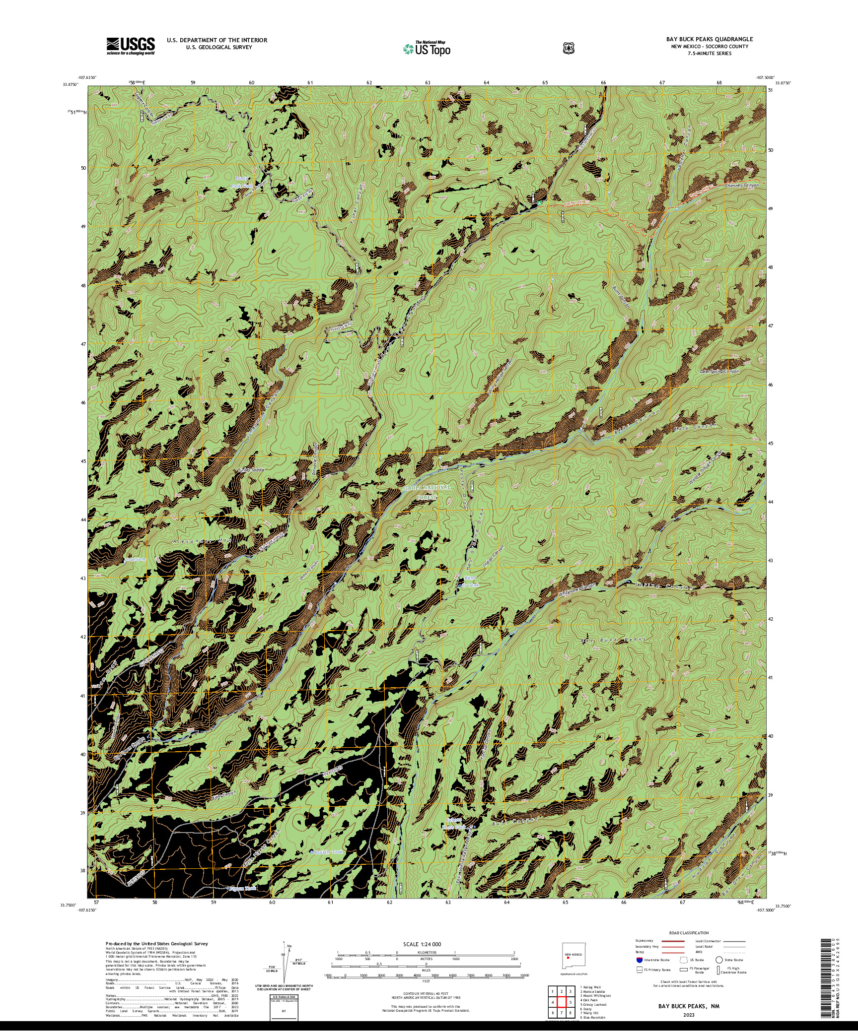 US TOPO 7.5-MINUTE MAP FOR BAY BUCK PEAKS, NM