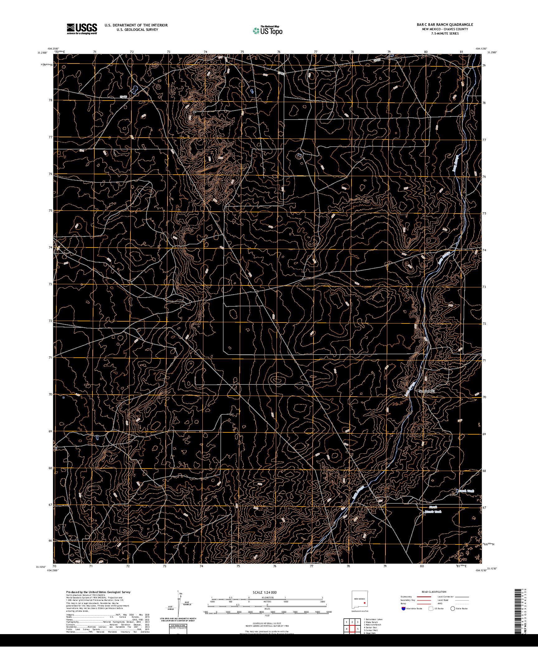 US TOPO 7.5-MINUTE MAP FOR BAR C BAR RANCH, NM