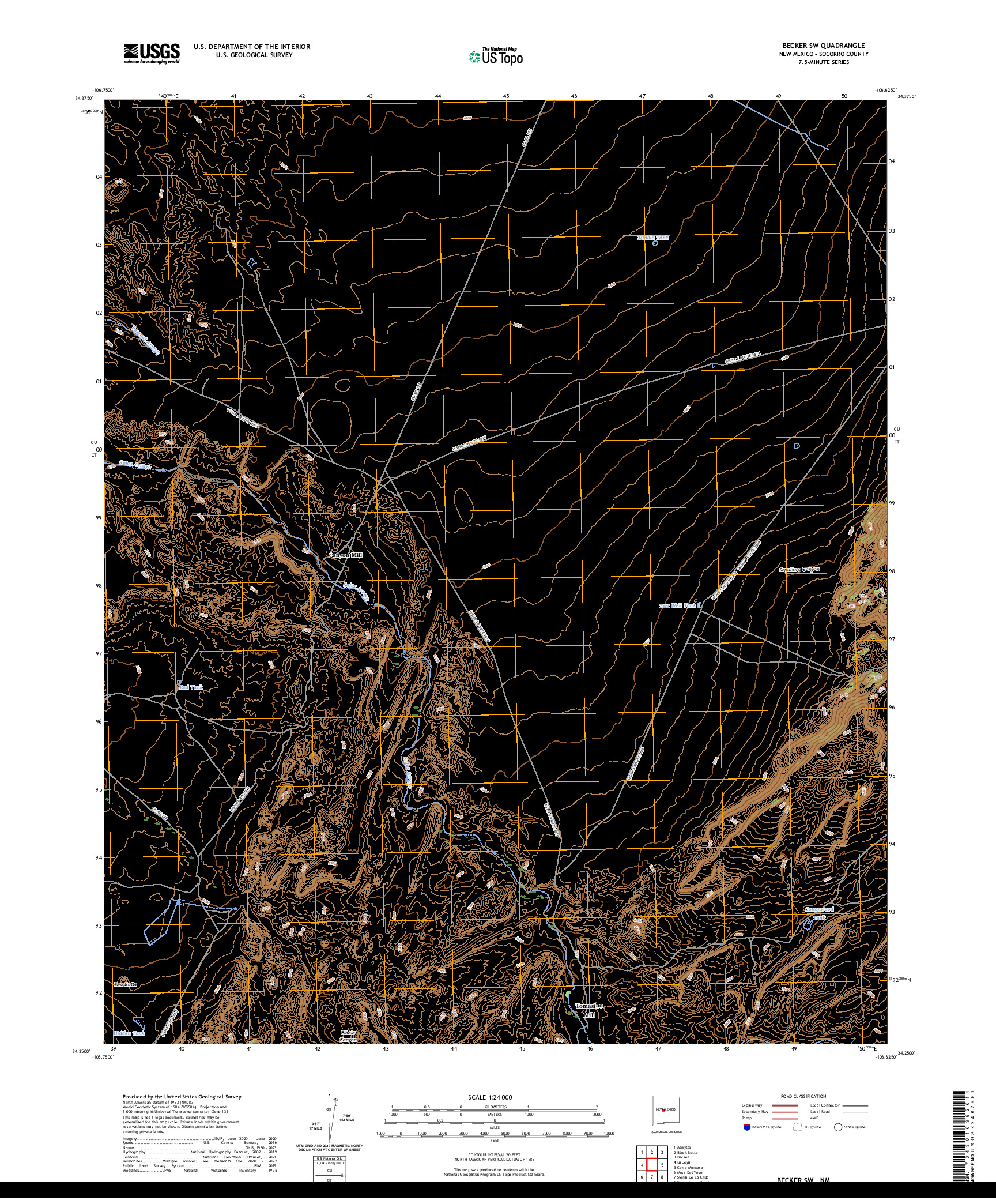 US TOPO 7.5-MINUTE MAP FOR BECKER SW, NM