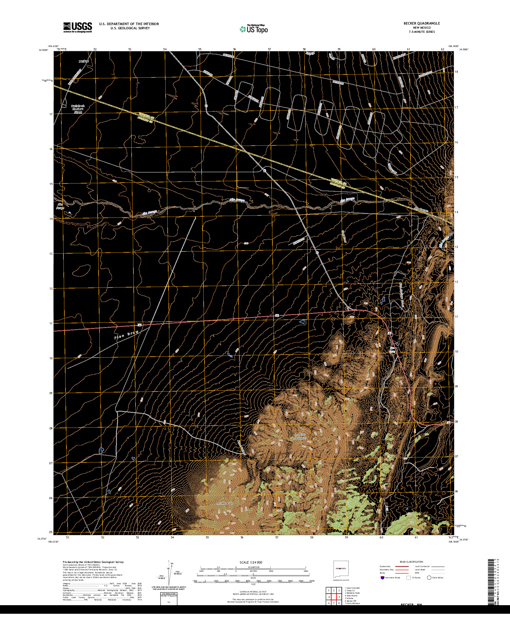 US TOPO 7.5-MINUTE MAP FOR BECKER, NM