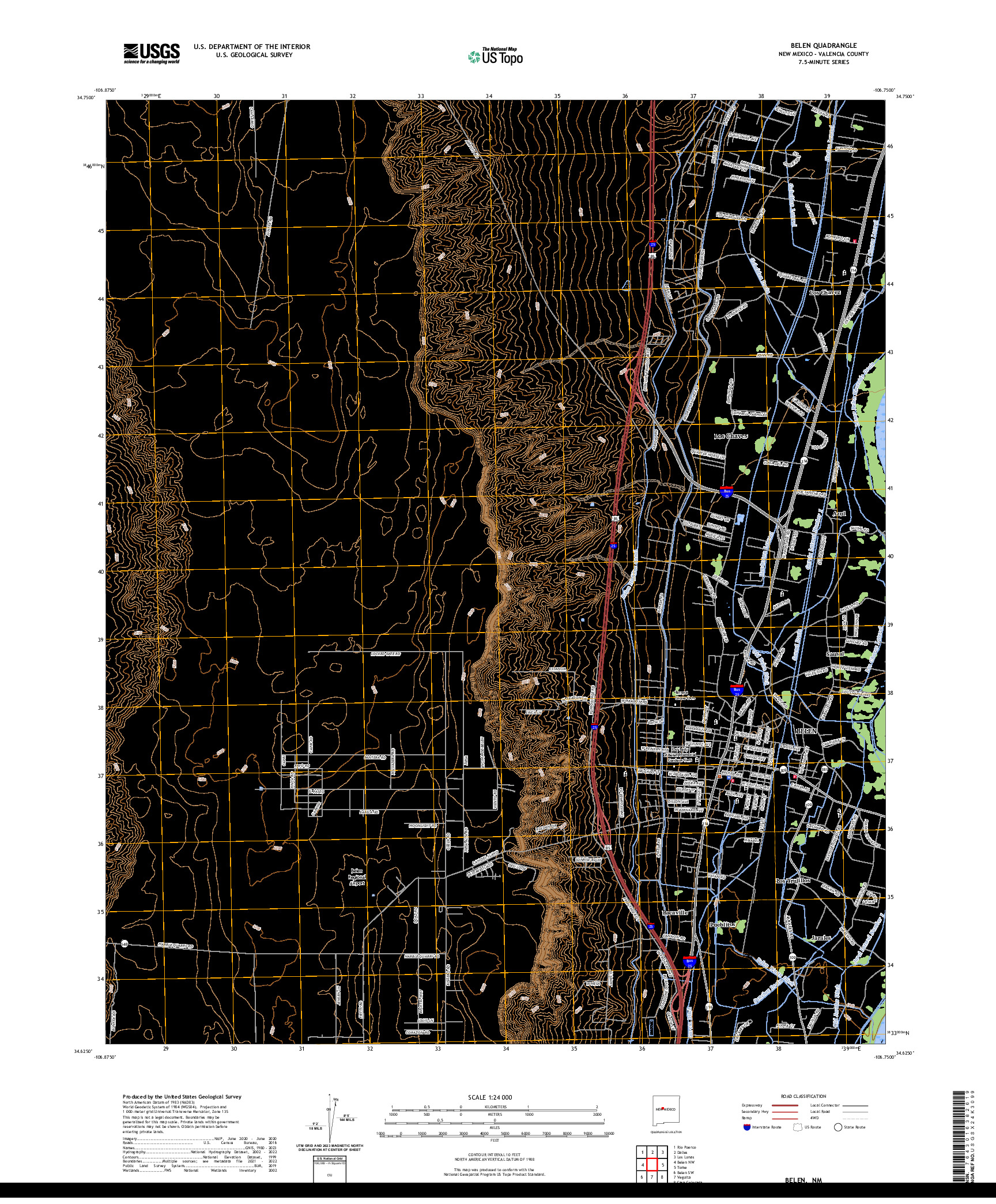 US TOPO 7.5-MINUTE MAP FOR BELEN, NM