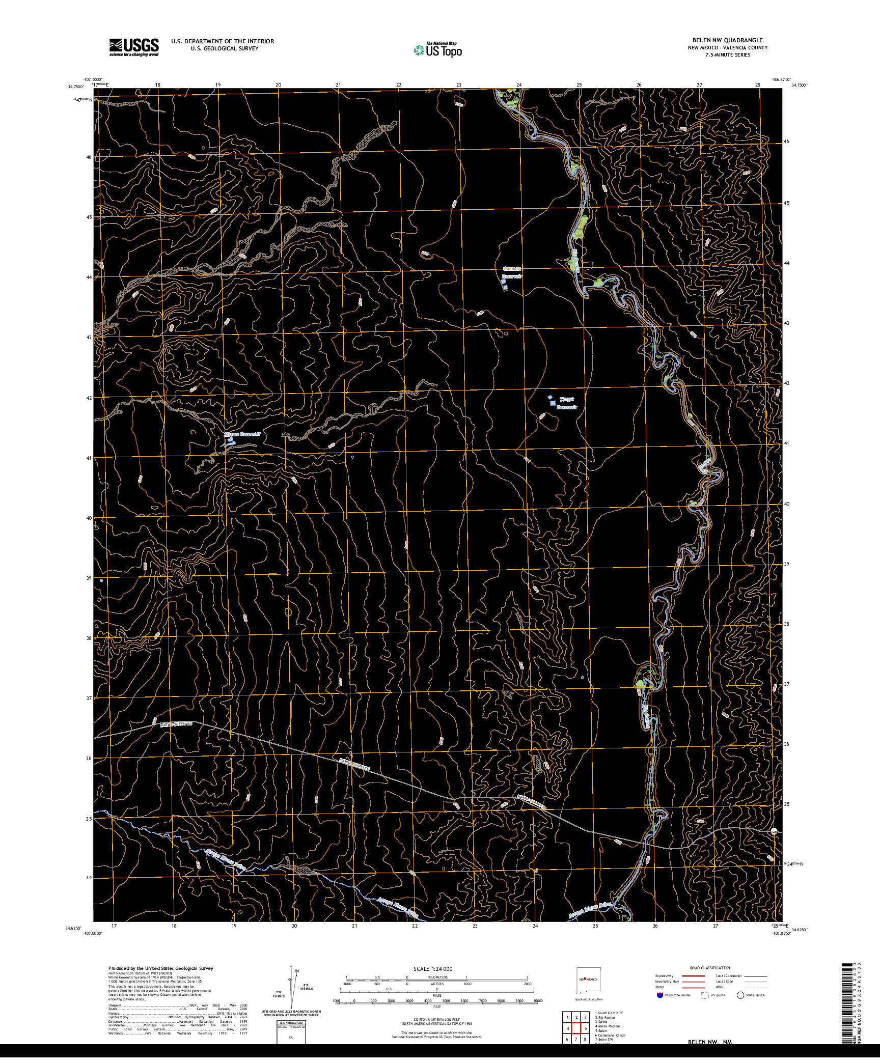 US TOPO 7.5-MINUTE MAP FOR BELEN NW, NM