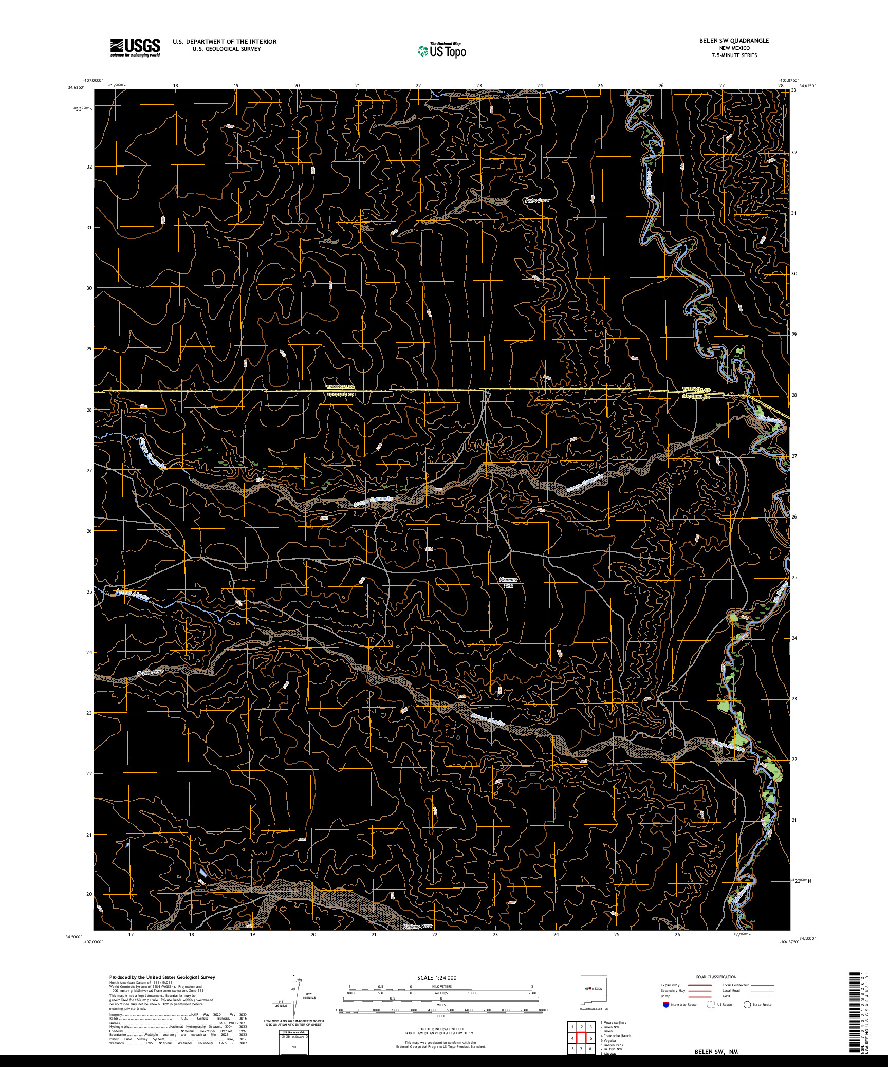 US TOPO 7.5-MINUTE MAP FOR BELEN SW, NM