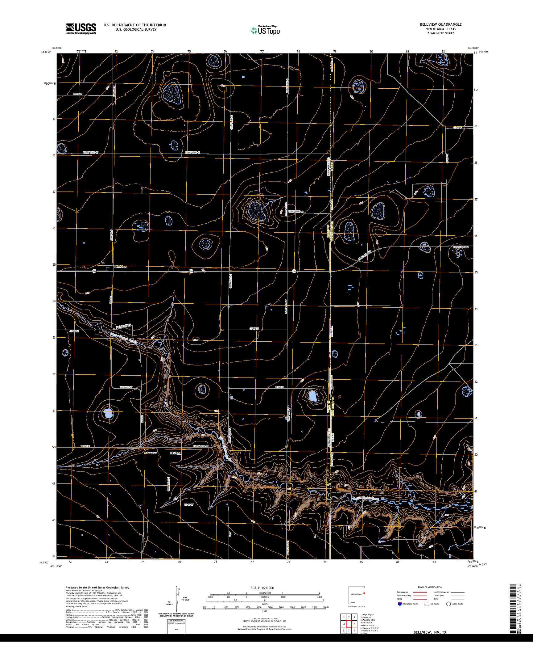 US TOPO 7.5-MINUTE MAP FOR BELLVIEW, NM,TX