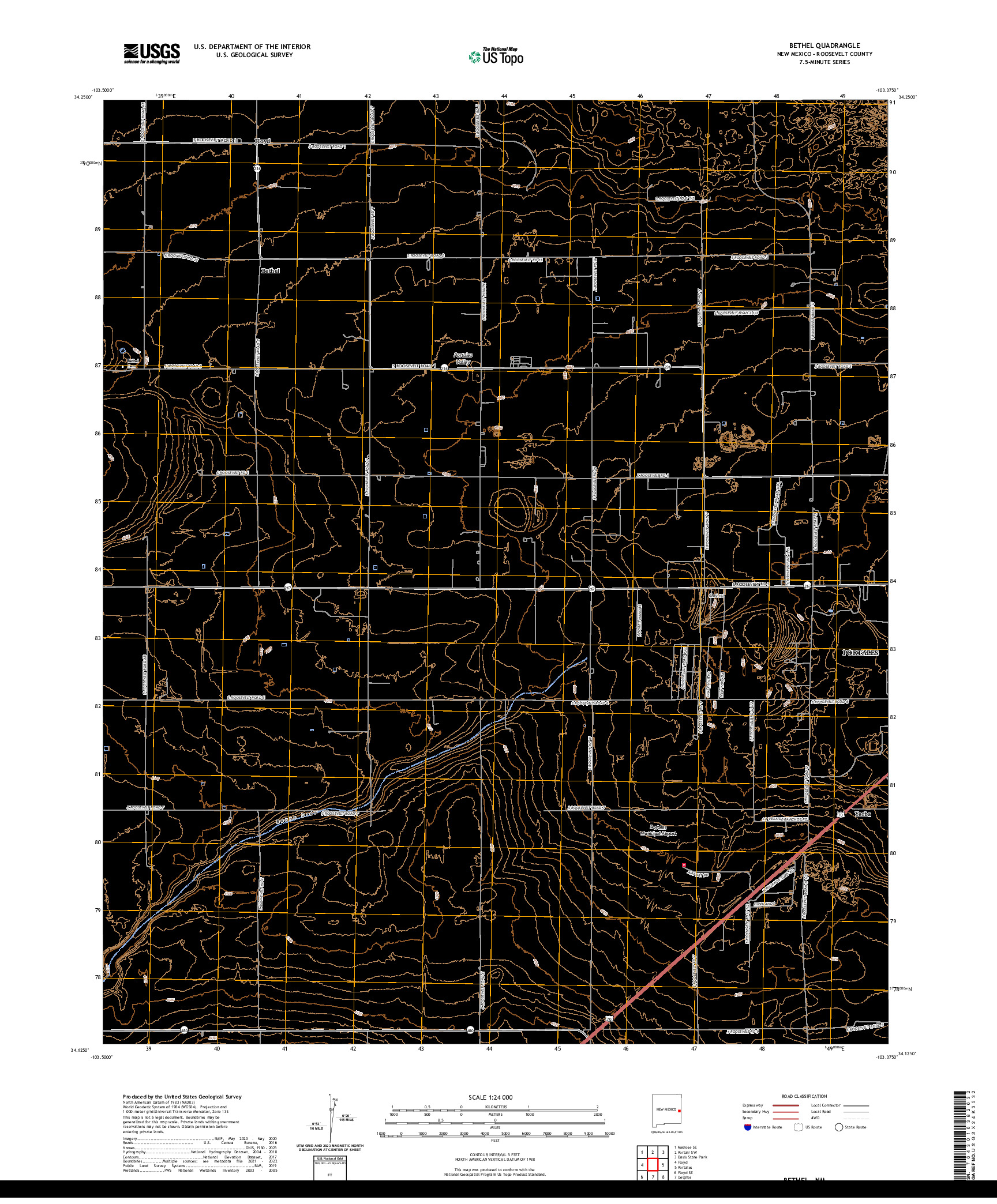 US TOPO 7.5-MINUTE MAP FOR BETHEL, NM