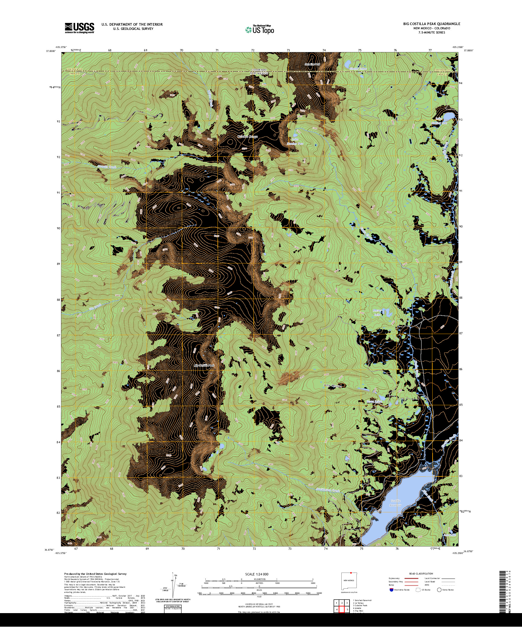 US TOPO 7.5-MINUTE MAP FOR BIG COSTILLA PEAK, NM,CO