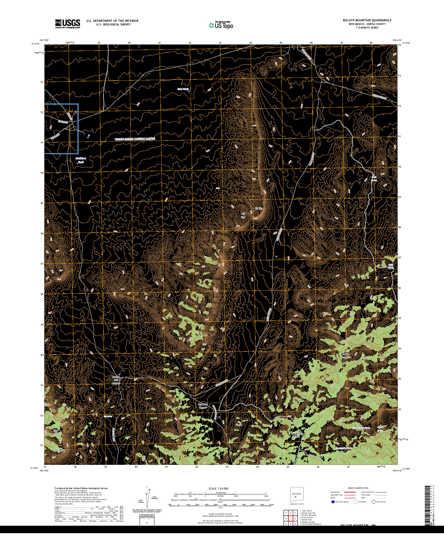 US TOPO 7.5-MINUTE MAP FOR BIG GYP MOUNTAIN, NM