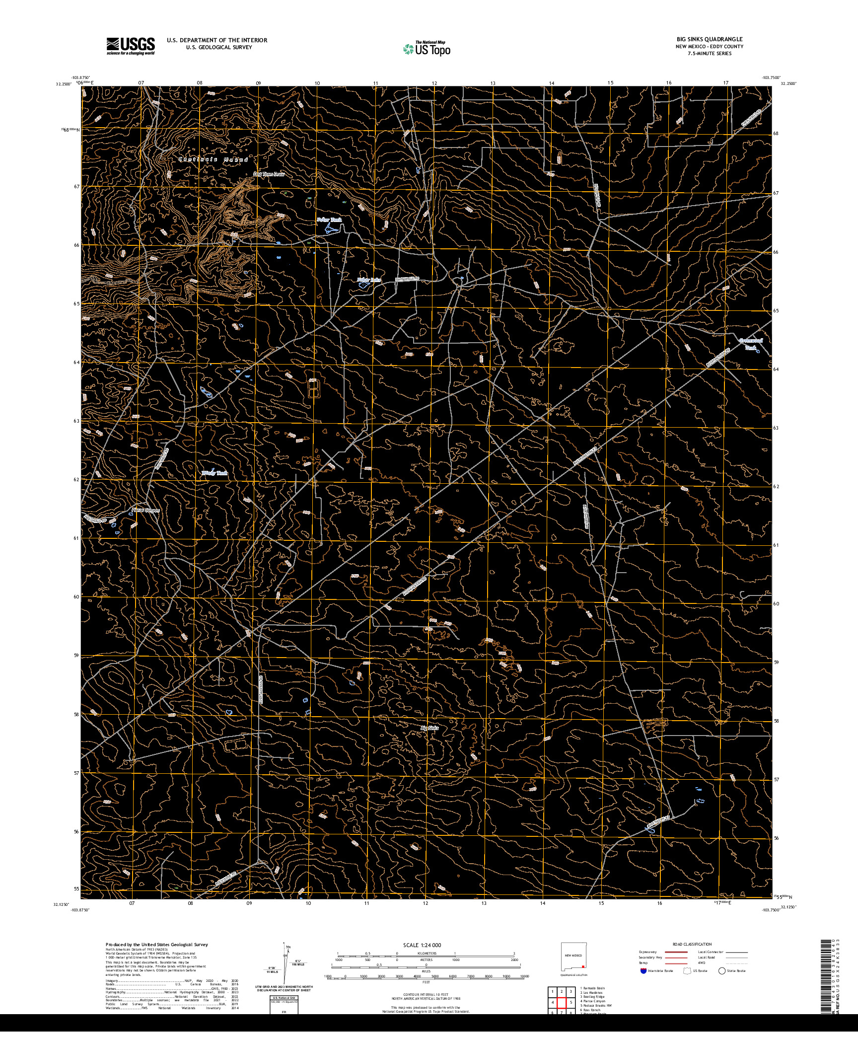 US TOPO 7.5-MINUTE MAP FOR BIG SINKS, NM