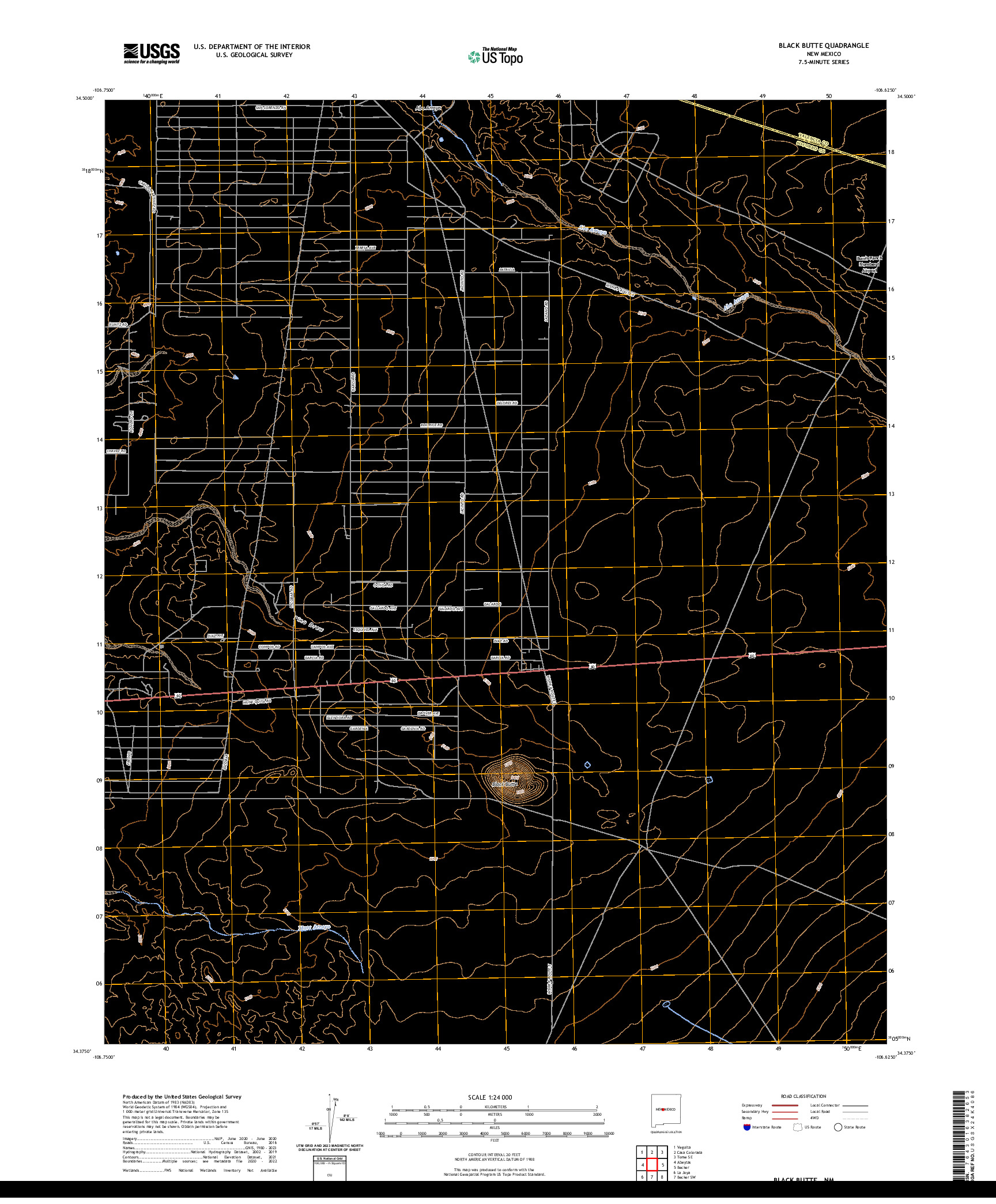 US TOPO 7.5-MINUTE MAP FOR BLACK BUTTE, NM