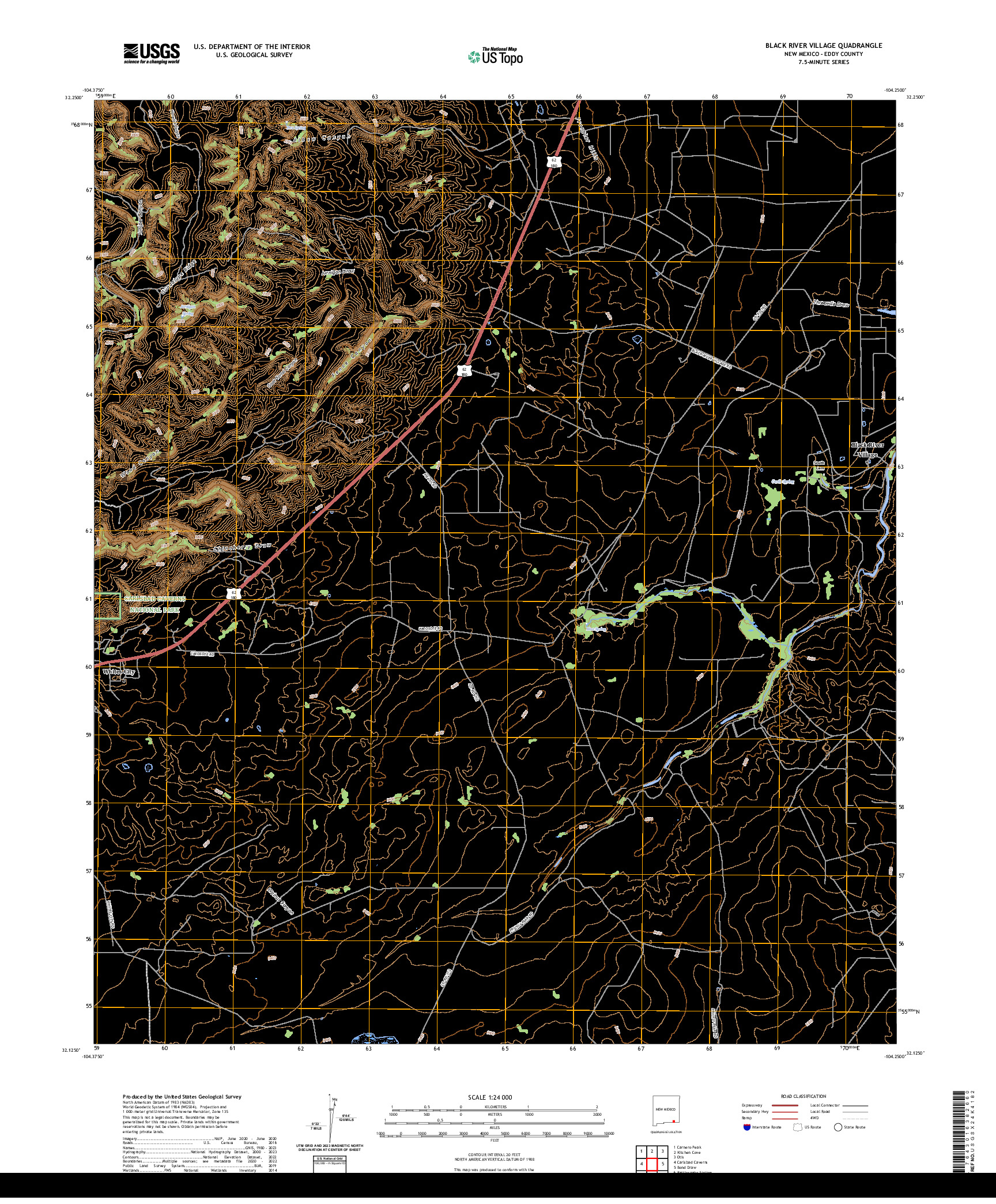 US TOPO 7.5-MINUTE MAP FOR BLACK RIVER VILLAGE, NM