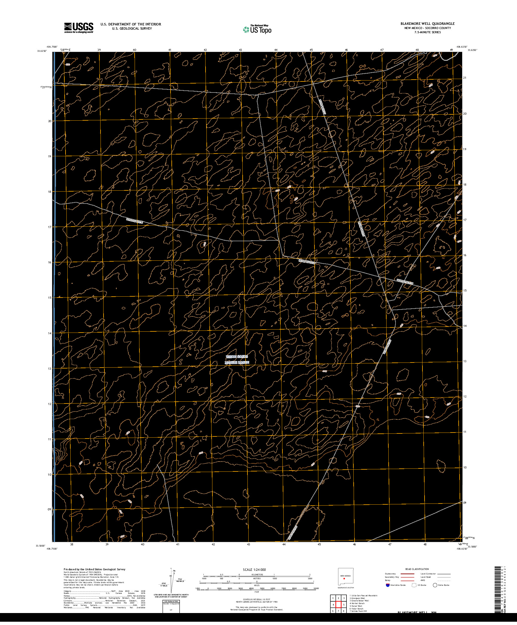 US TOPO 7.5-MINUTE MAP FOR BLAKEMORE WELL, NM