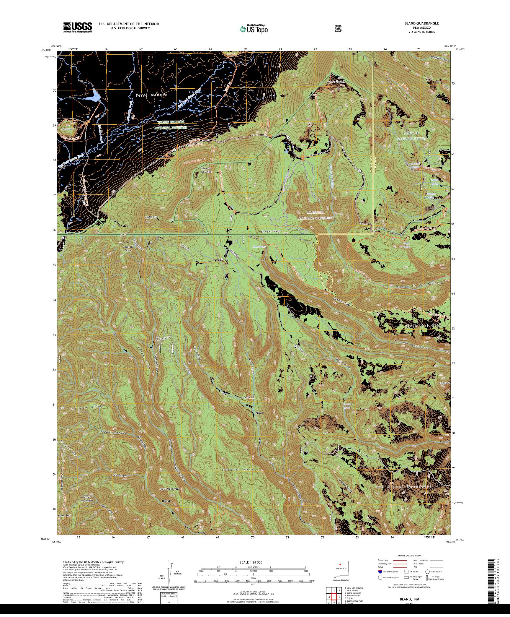 US TOPO 7.5-MINUTE MAP FOR BLAND, NM