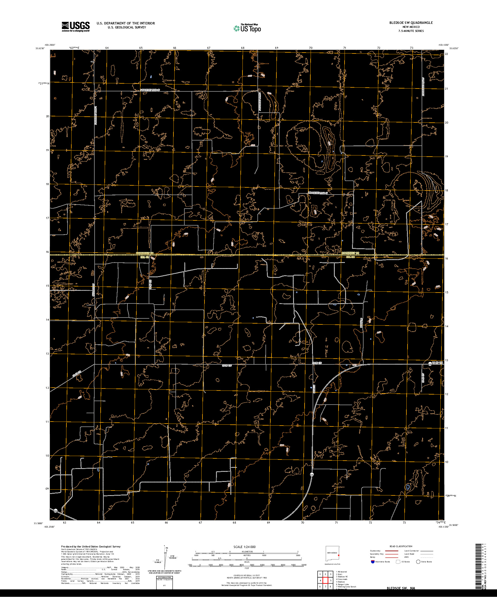 US TOPO 7.5-MINUTE MAP FOR BLEDSOE SW, NM