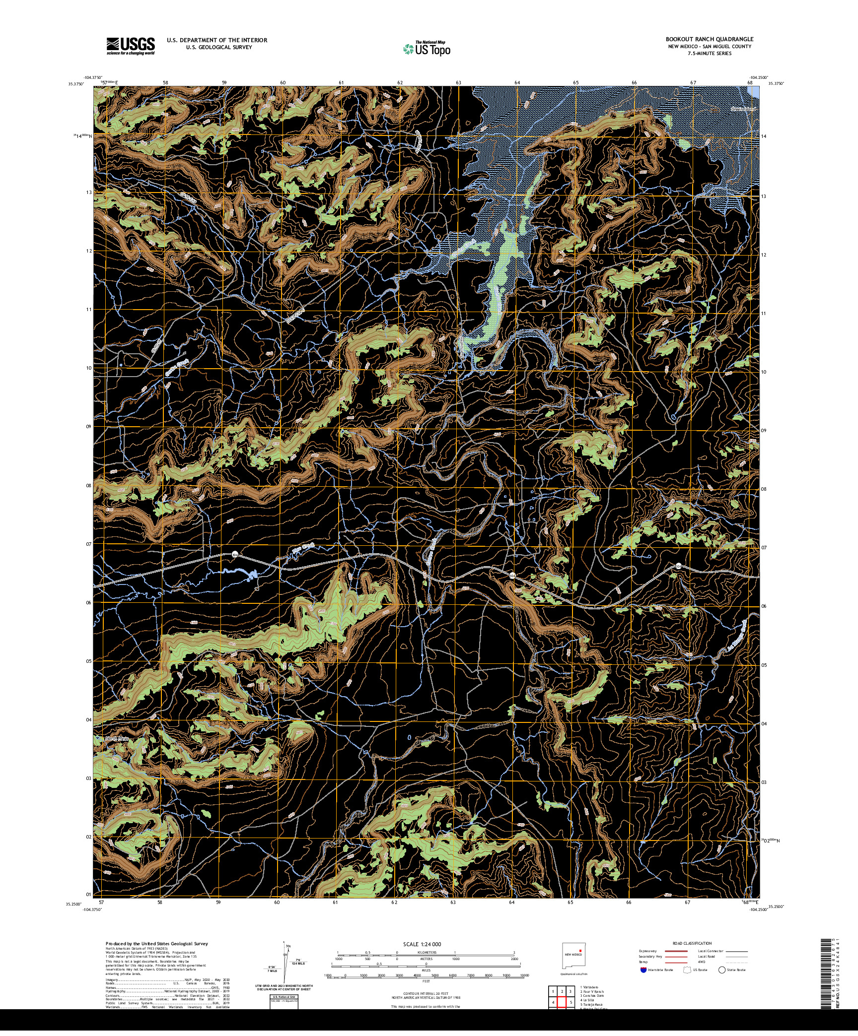 US TOPO 7.5-MINUTE MAP FOR BOOKOUT RANCH, NM