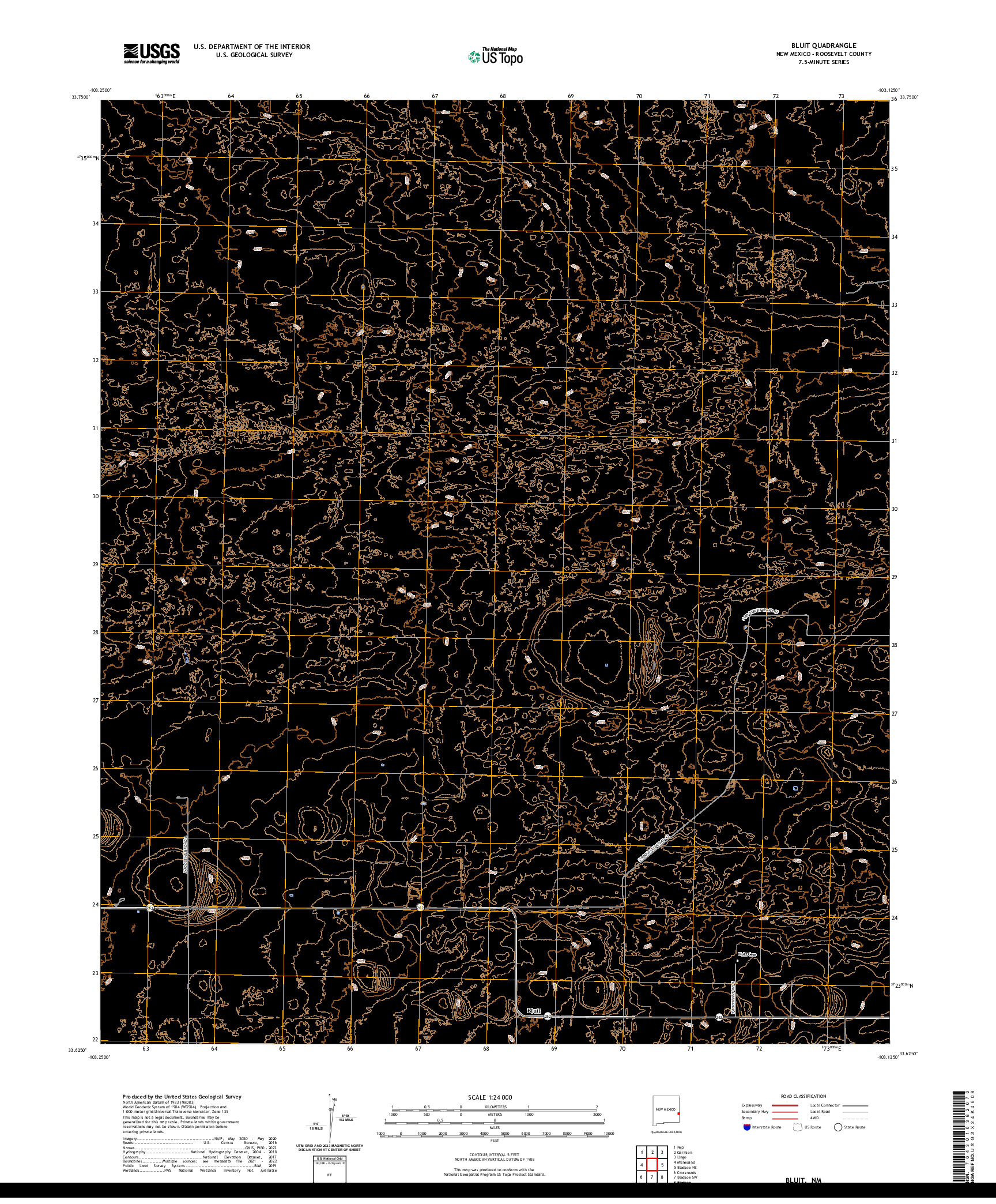 US TOPO 7.5-MINUTE MAP FOR BLUIT, NM