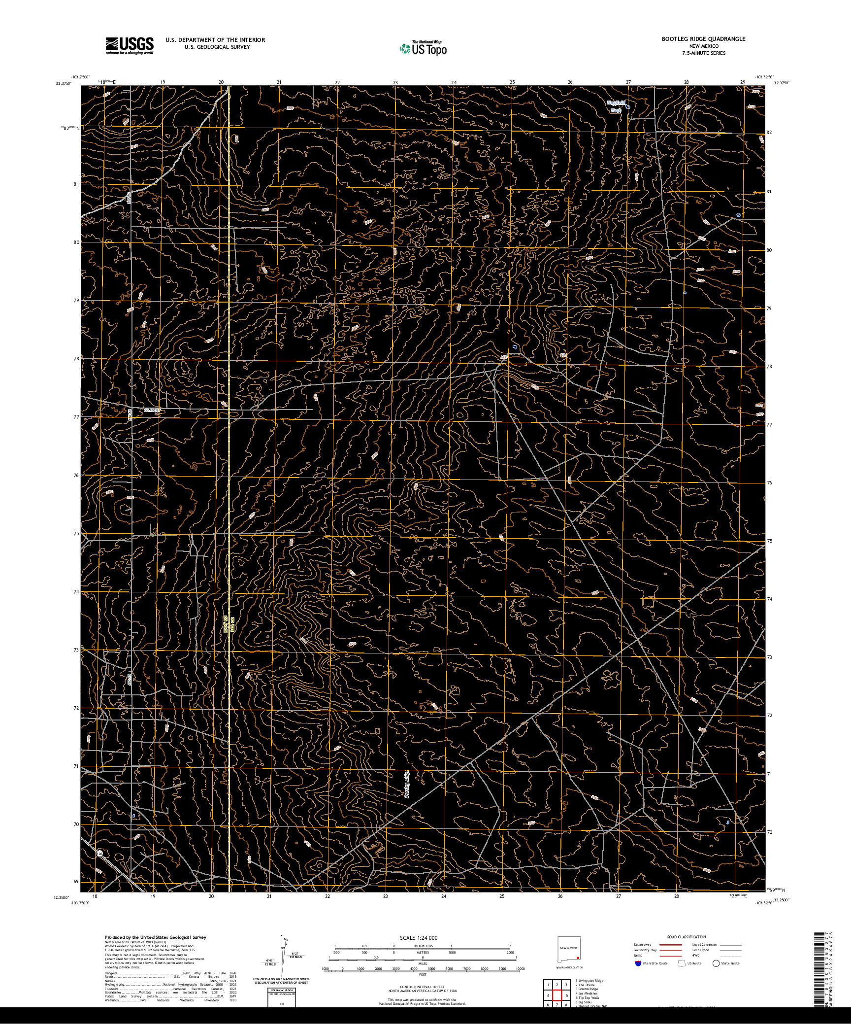 US TOPO 7.5-MINUTE MAP FOR BOOTLEG RIDGE, NM