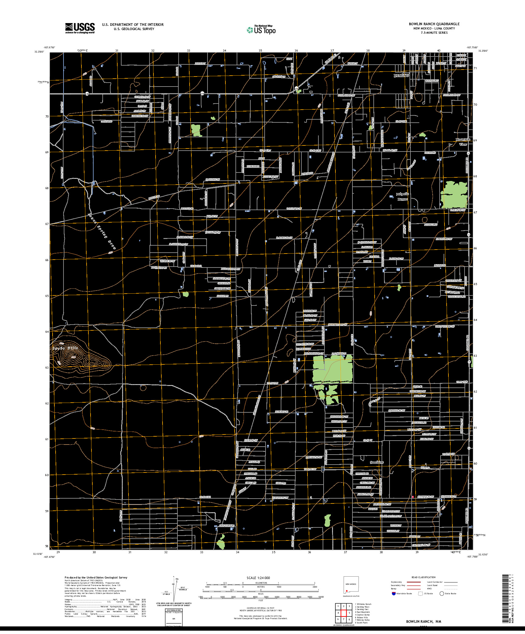 US TOPO 7.5-MINUTE MAP FOR BOWLIN RANCH, NM