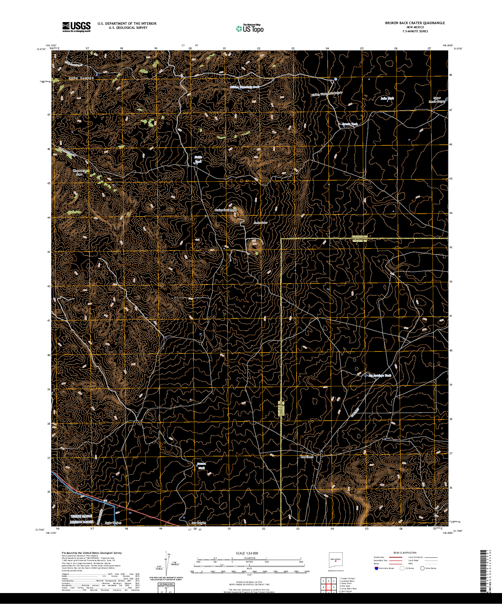 US TOPO 7.5-MINUTE MAP FOR BROKEN BACK CRATER, NM