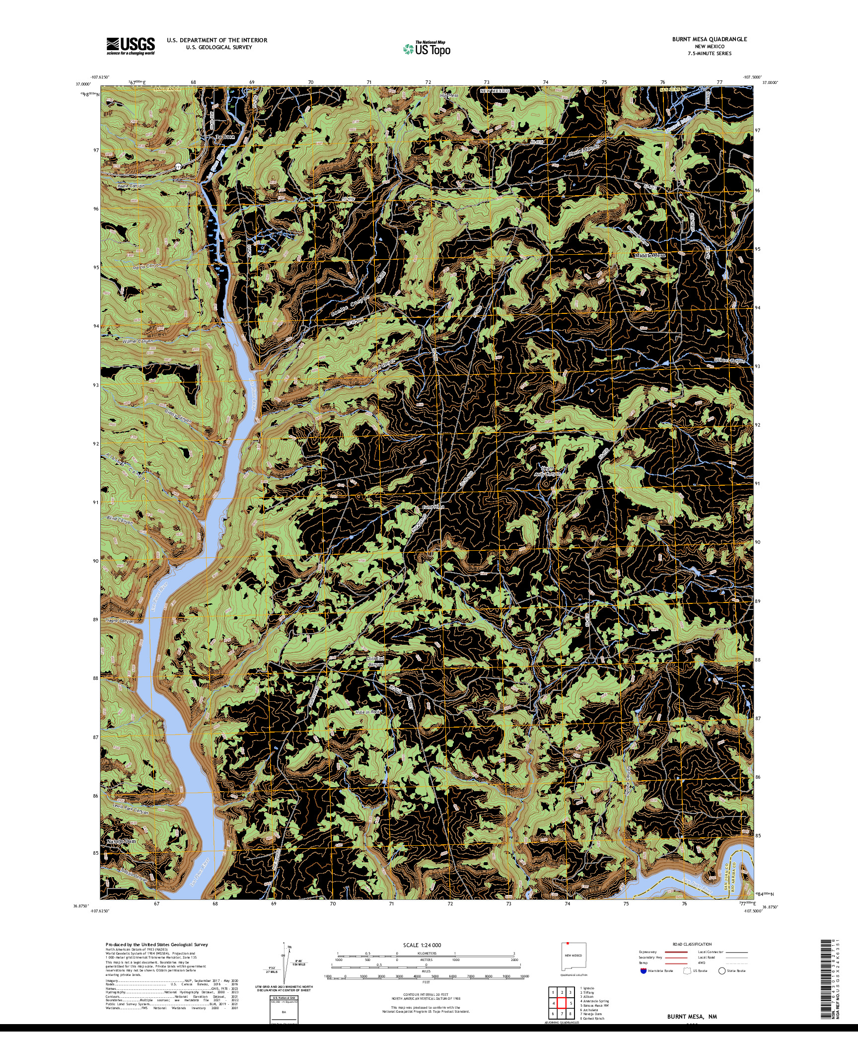 US TOPO 7.5-MINUTE MAP FOR BURNT MESA, NM