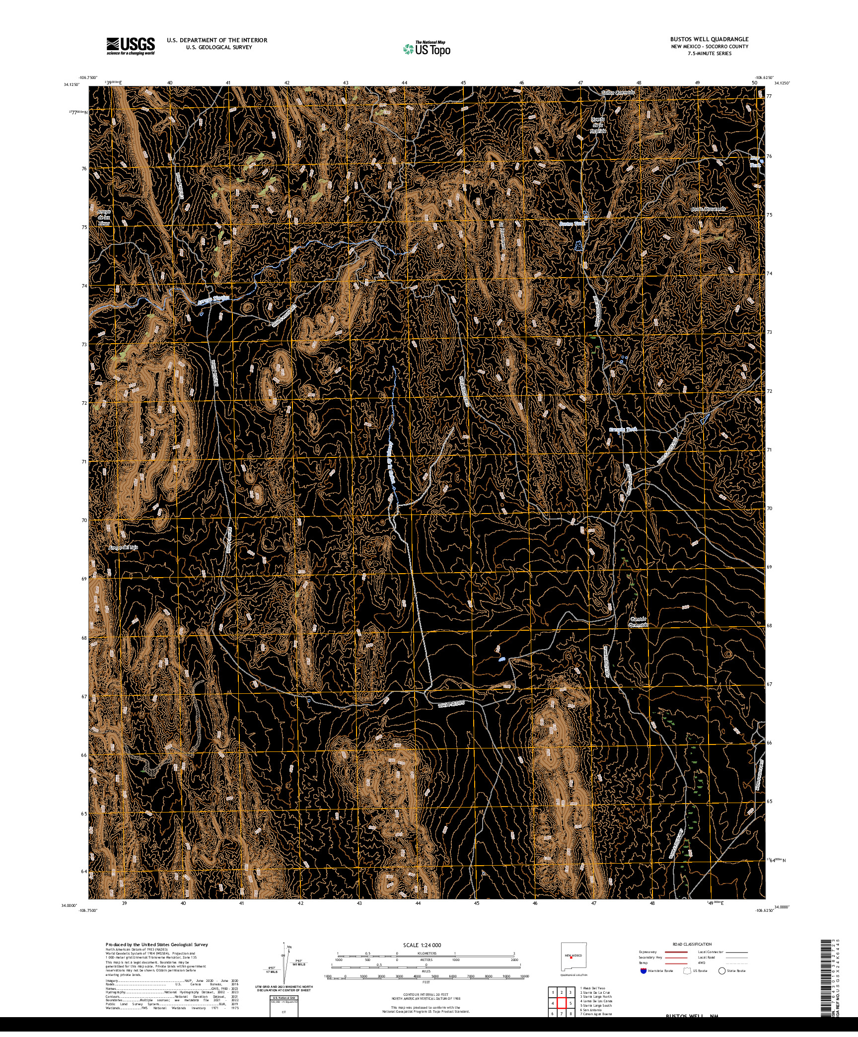 US TOPO 7.5-MINUTE MAP FOR BUSTOS WELL, NM