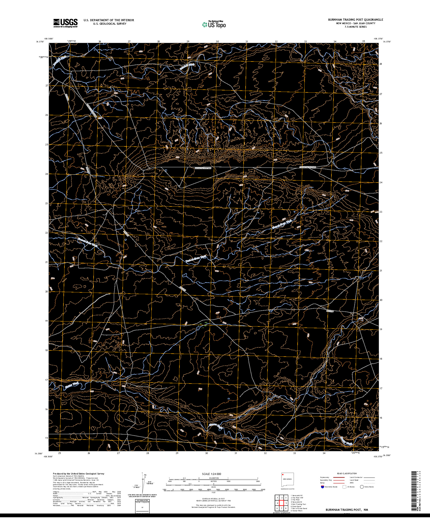 US TOPO 7.5-MINUTE MAP FOR BURNHAM TRADING POST, NM