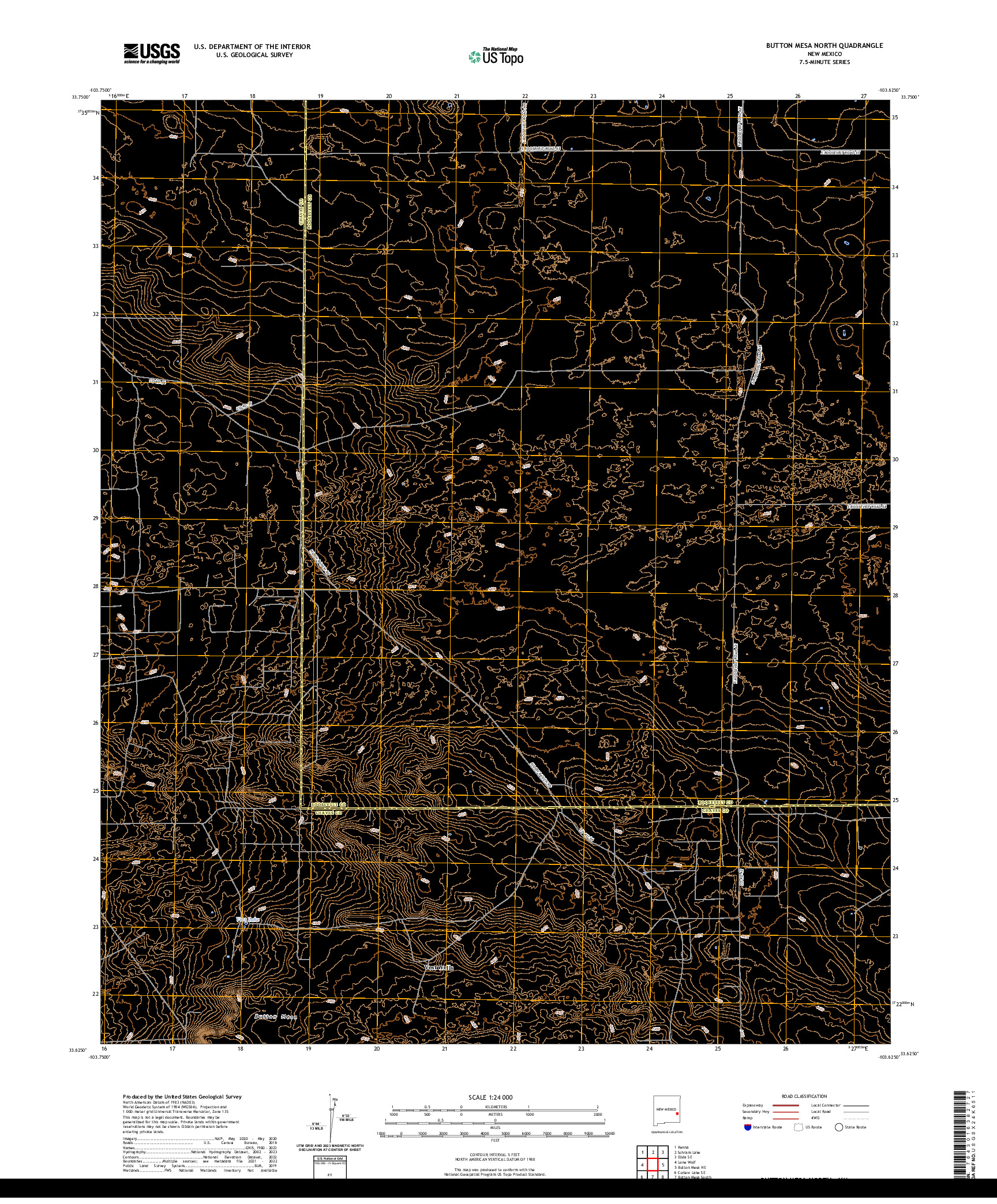 US TOPO 7.5-MINUTE MAP FOR BUTTON MESA NORTH, NM