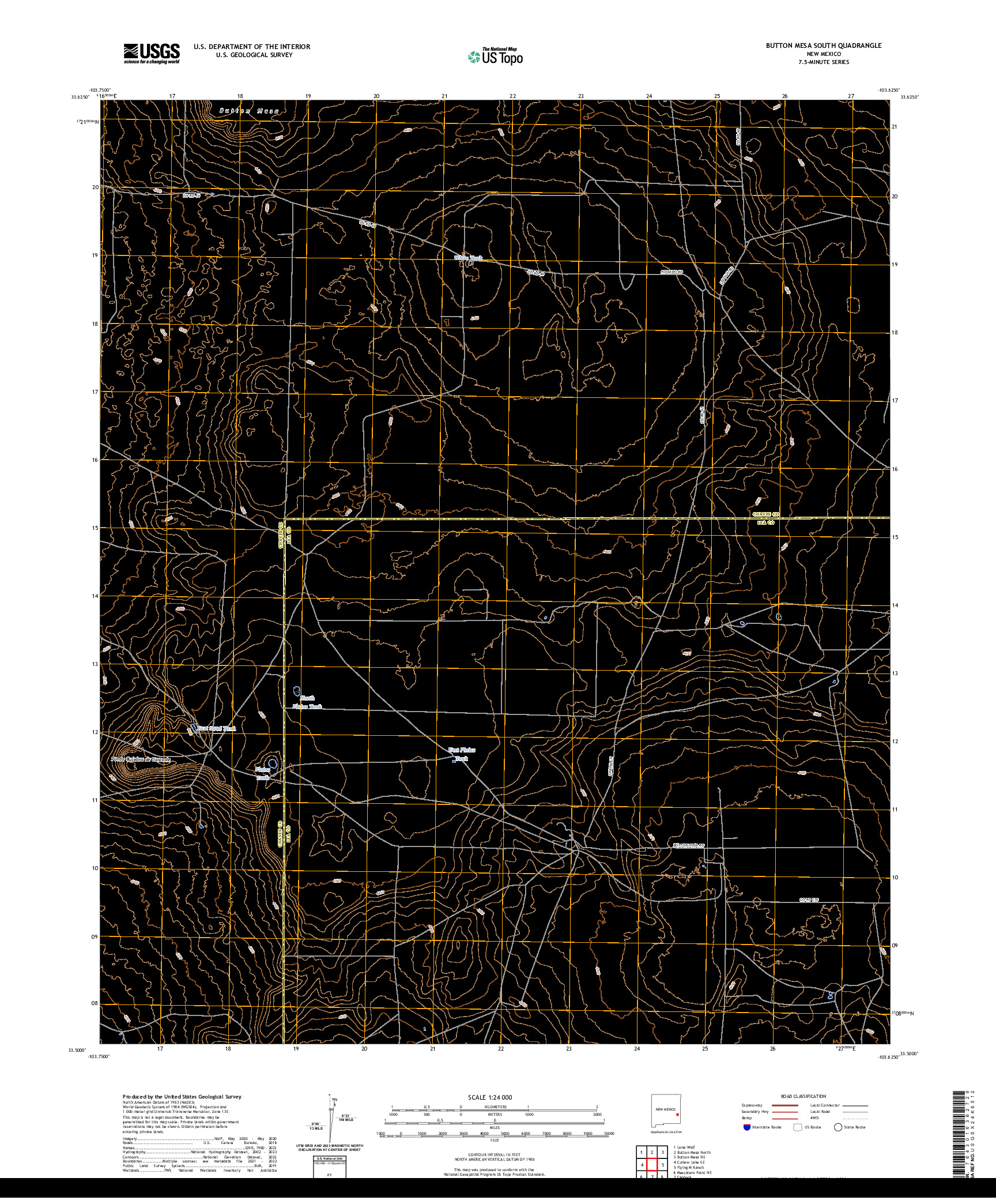 US TOPO 7.5-MINUTE MAP FOR BUTTON MESA SOUTH, NM