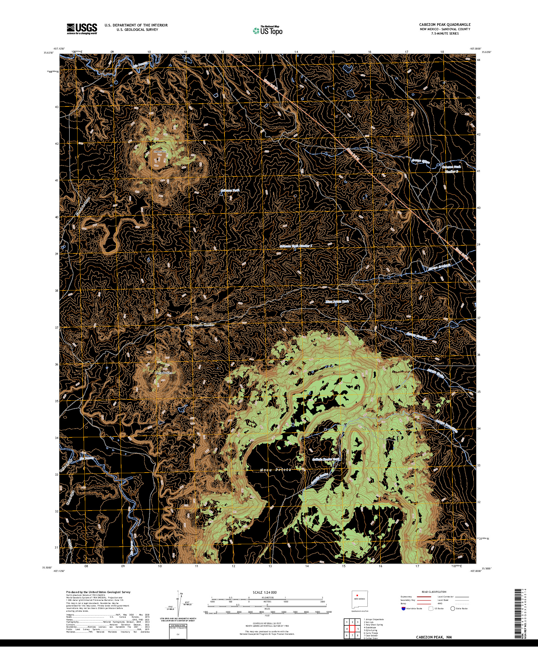 US TOPO 7.5-MINUTE MAP FOR CABEZON PEAK, NM