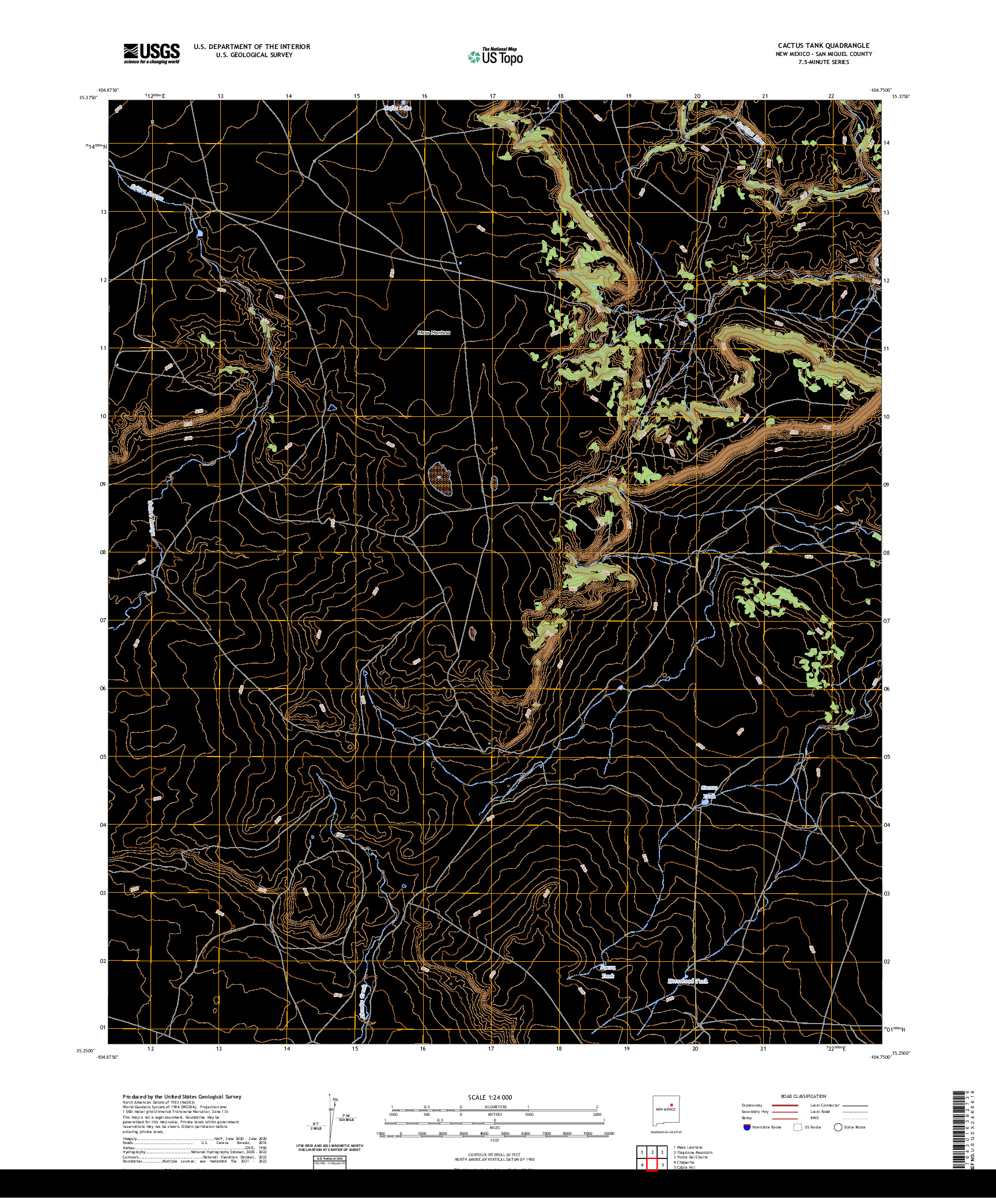 US TOPO 7.5-MINUTE MAP FOR CACTUS TANK, NM