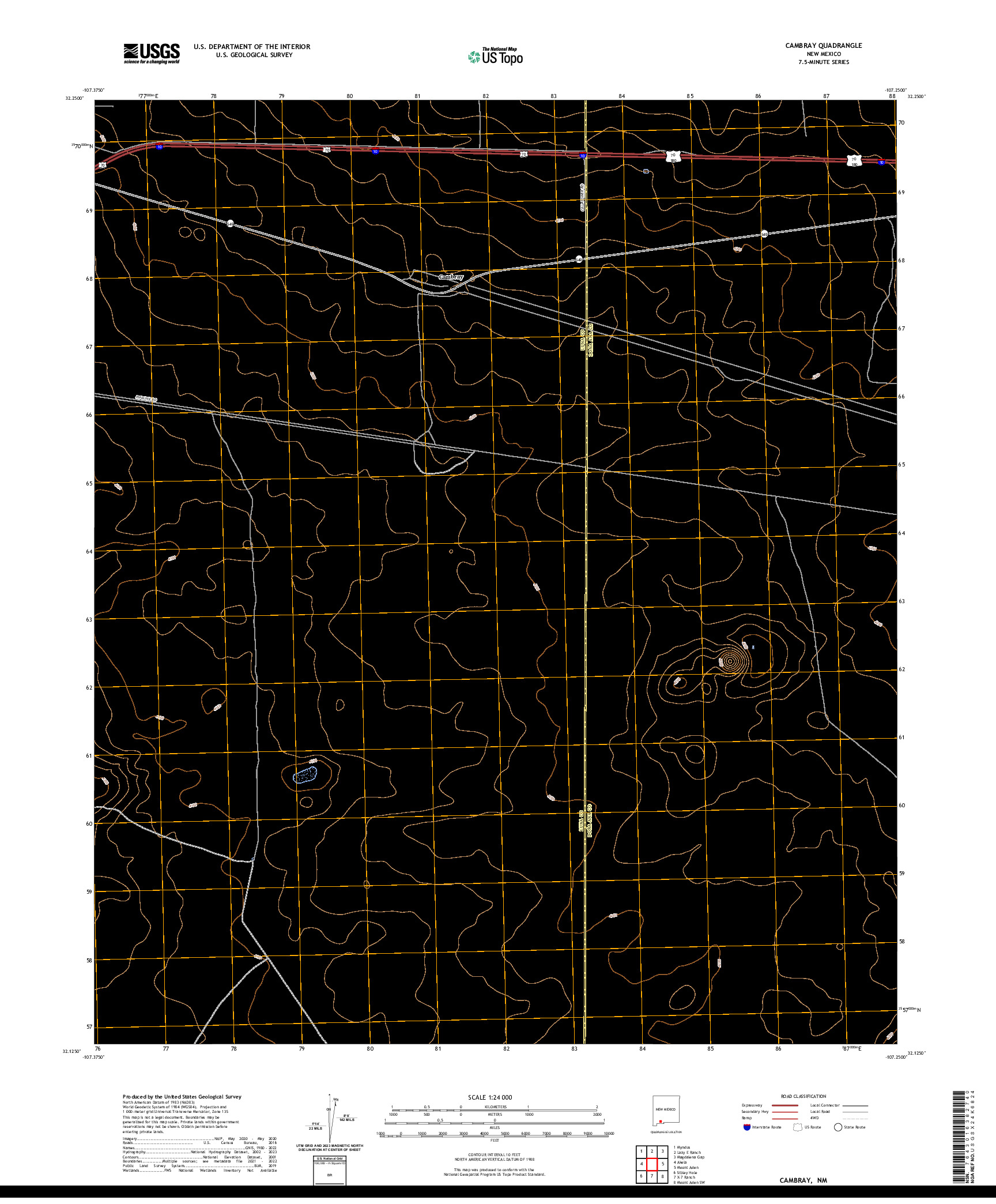 US TOPO 7.5-MINUTE MAP FOR CAMBRAY, NM