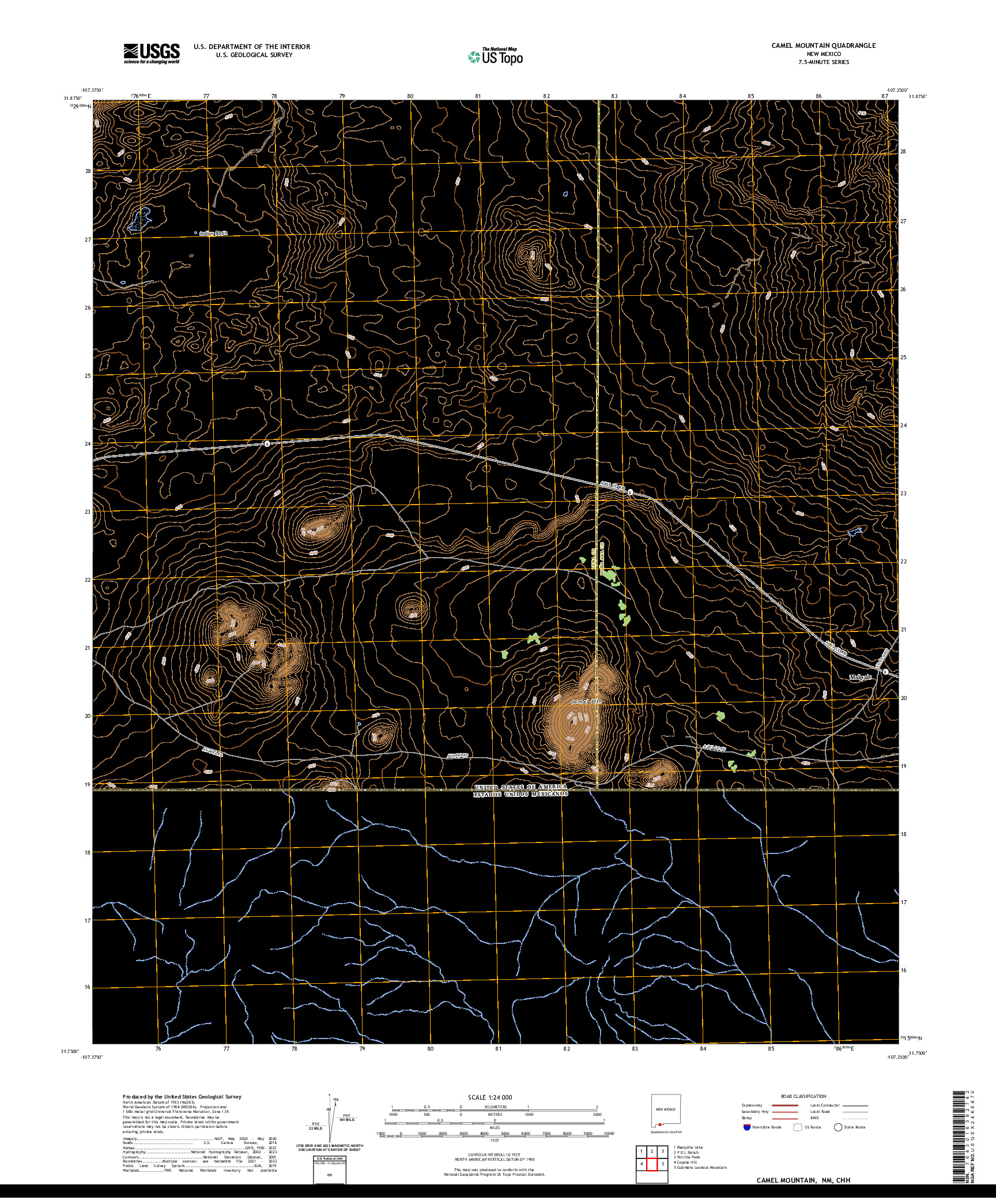 US TOPO 7.5-MINUTE MAP FOR CAMEL MOUNTAIN, NM,CHH