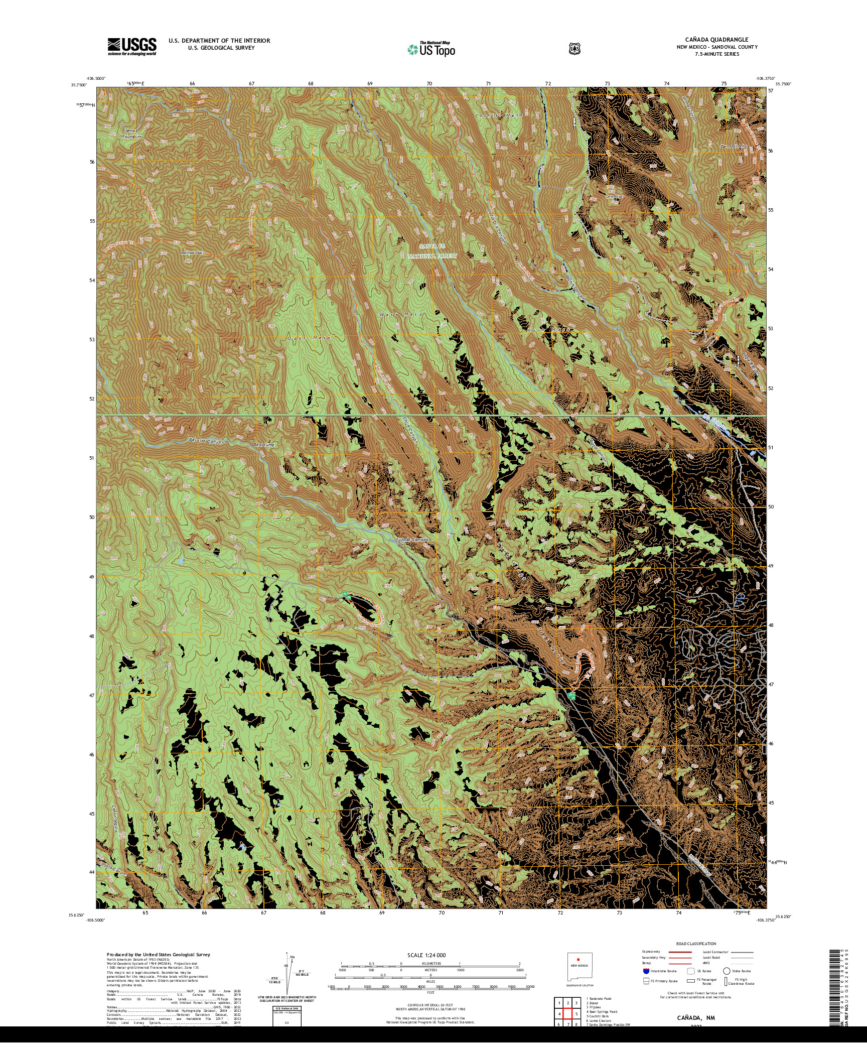 US TOPO 7.5-MINUTE MAP FOR CANADA, NM