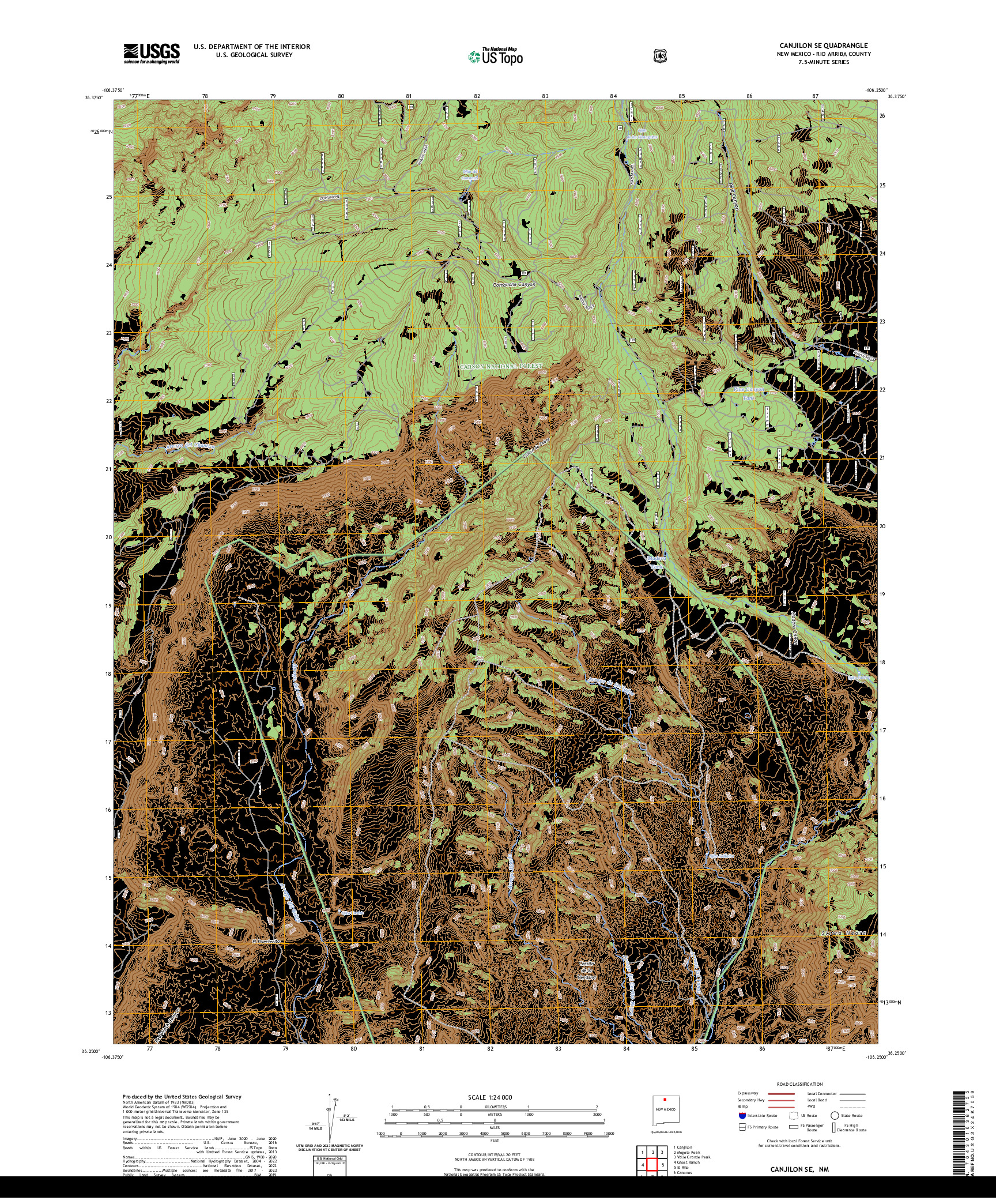 US TOPO 7.5-MINUTE MAP FOR CANJILON SE, NM