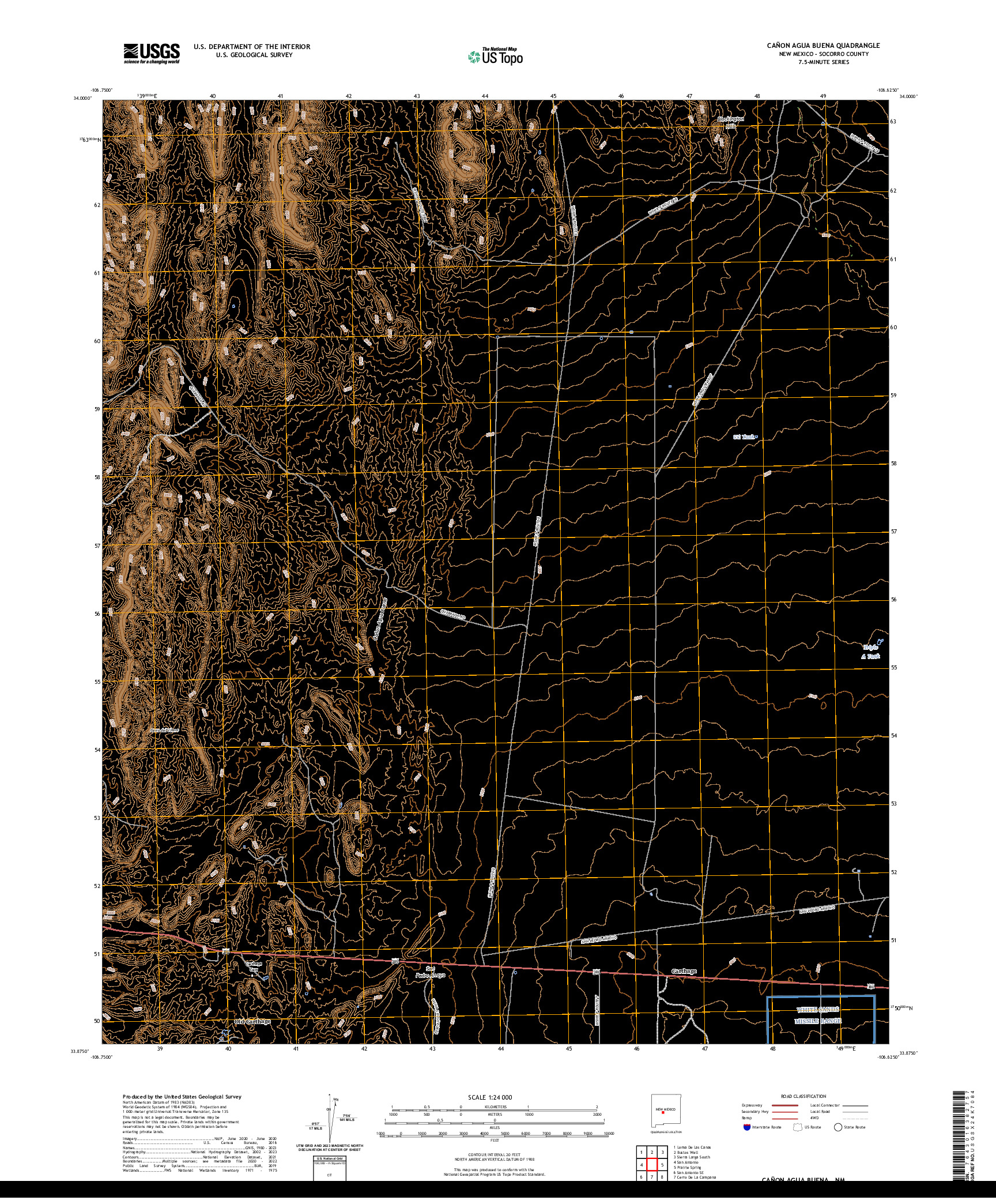 US TOPO 7.5-MINUTE MAP FOR CANON AGUA BUENA, NM