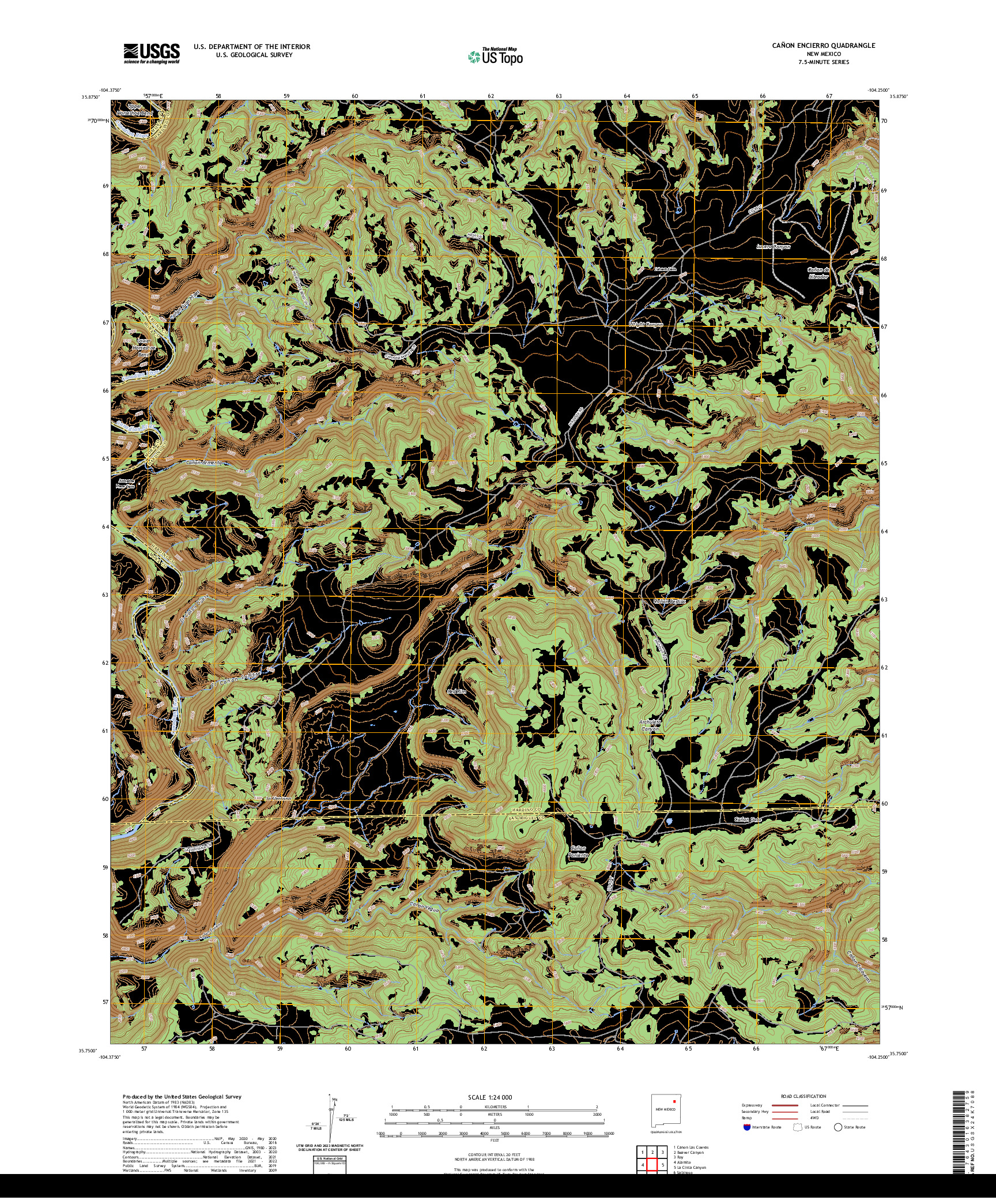 US TOPO 7.5-MINUTE MAP FOR CANON ENCIERRO, NM