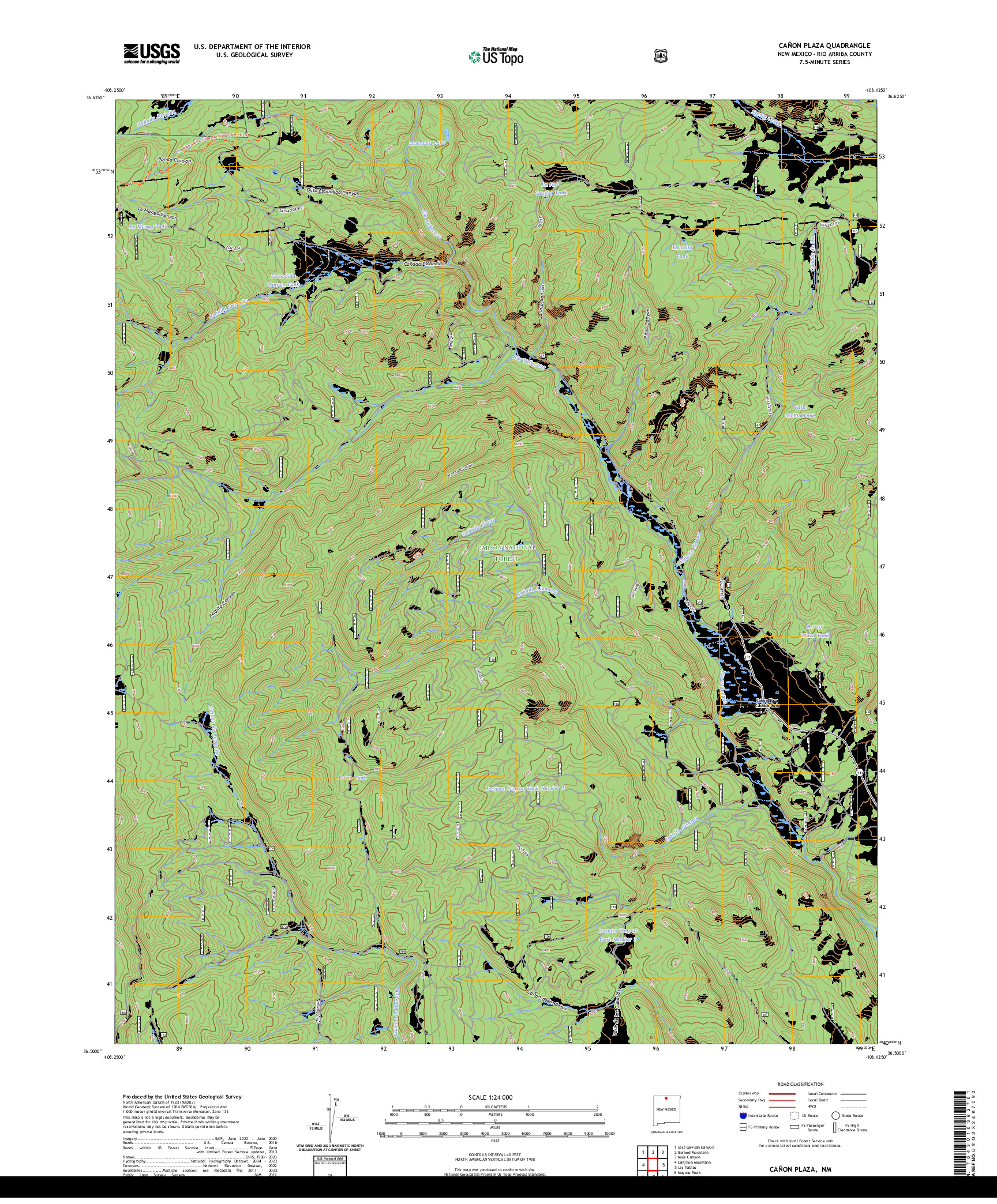 US TOPO 7.5-MINUTE MAP FOR CANON PLAZA, NM