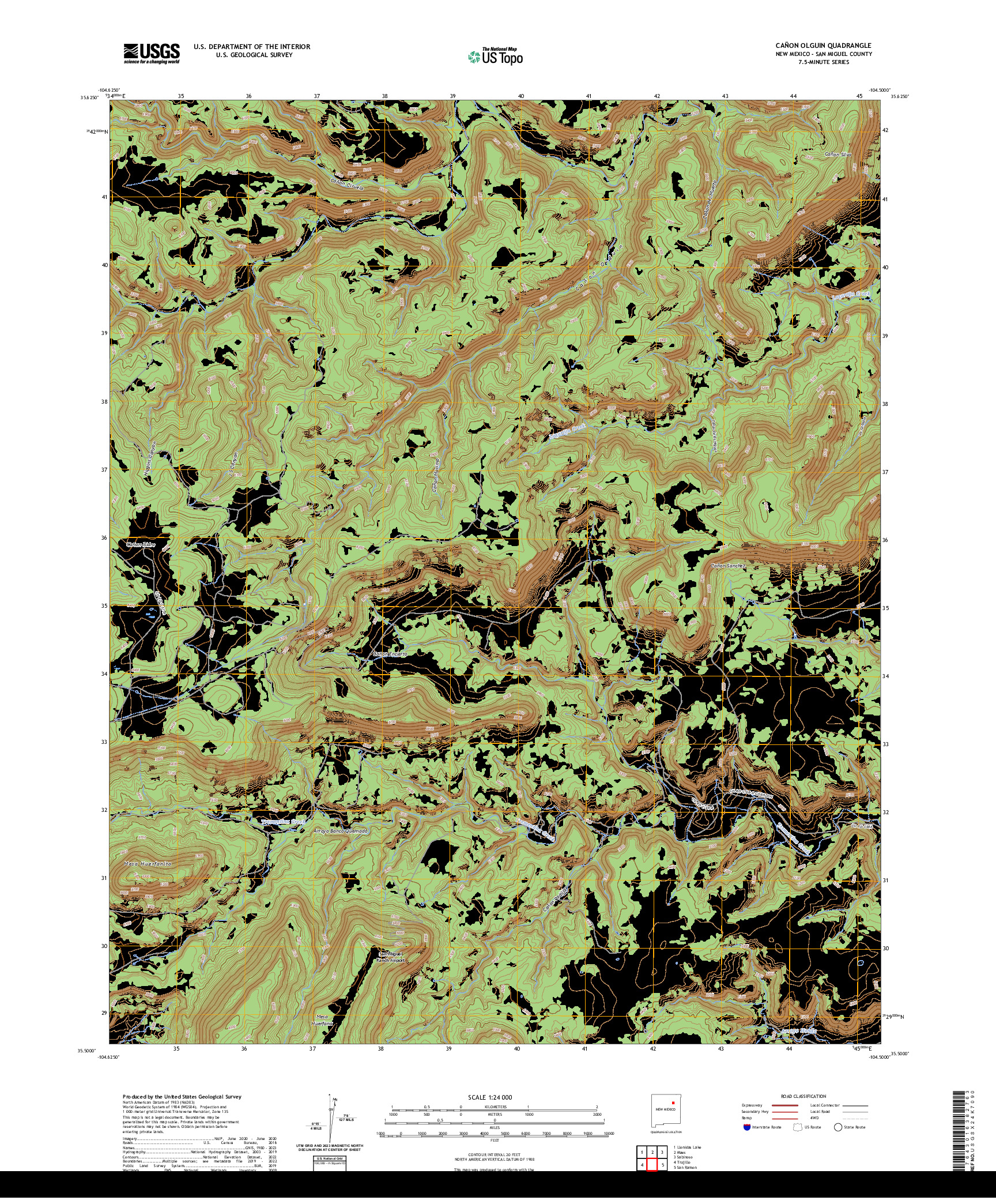 US TOPO 7.5-MINUTE MAP FOR CANON OLGUIN, NM