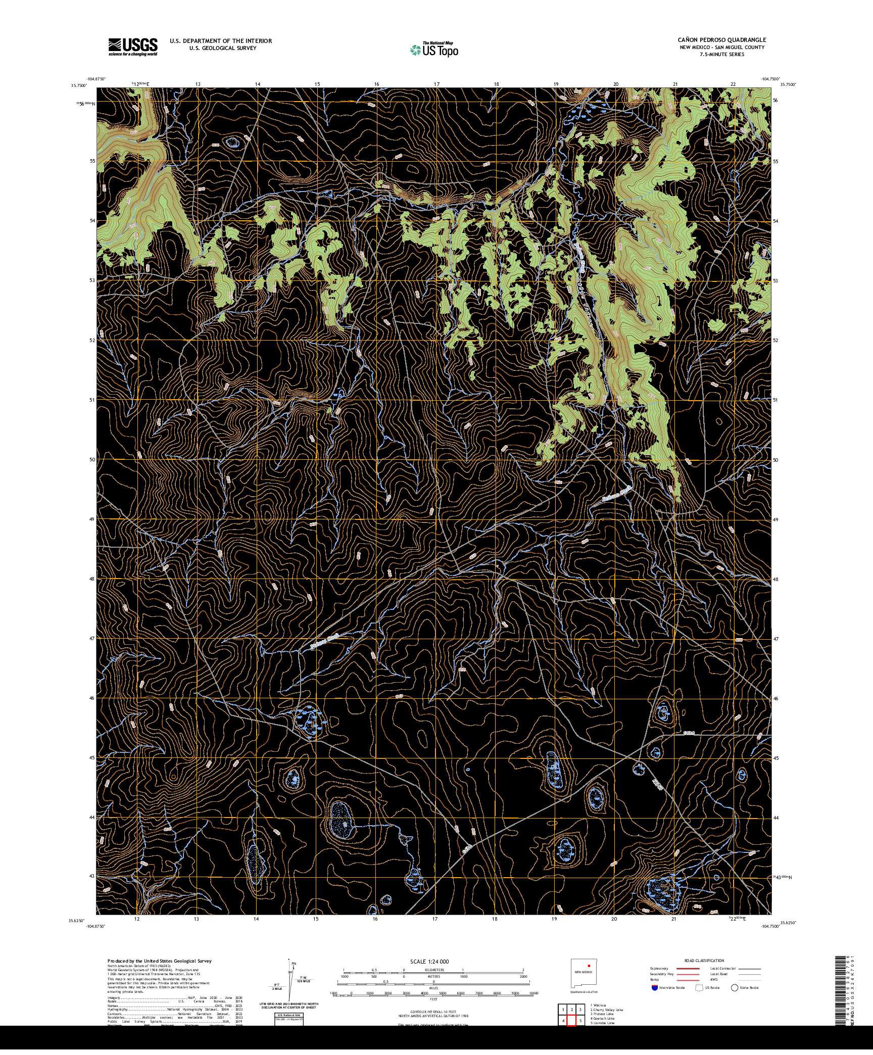 US TOPO 7.5-MINUTE MAP FOR CANON PEDROSO, NM