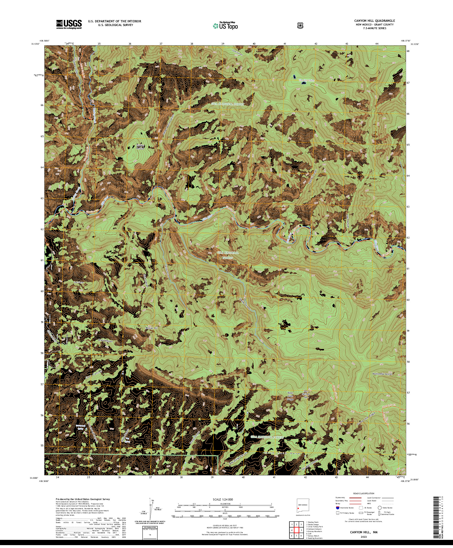 US TOPO 7.5-MINUTE MAP FOR CANYON HILL, NM