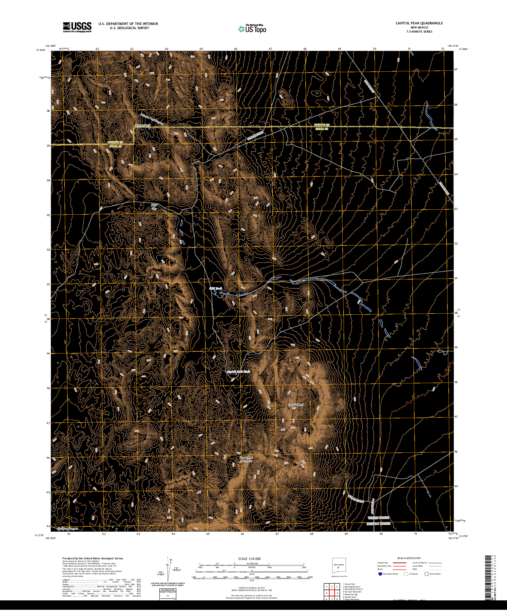 US TOPO 7.5-MINUTE MAP FOR CAPITOL PEAK, NM