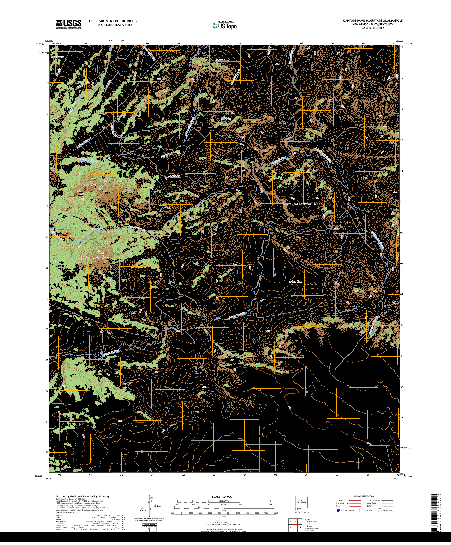 US TOPO 7.5-MINUTE MAP FOR CAPTAIN DAVIS MOUNTAIN, NM