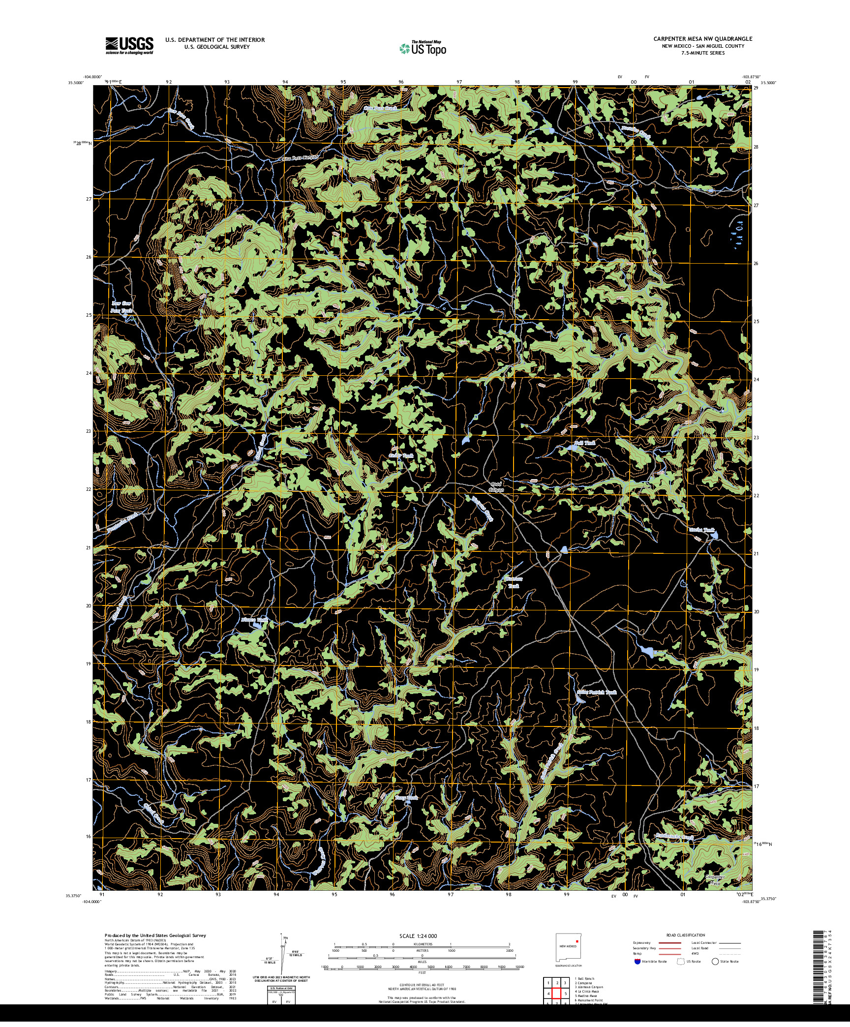 US TOPO 7.5-MINUTE MAP FOR CARPENTER MESA NW, NM